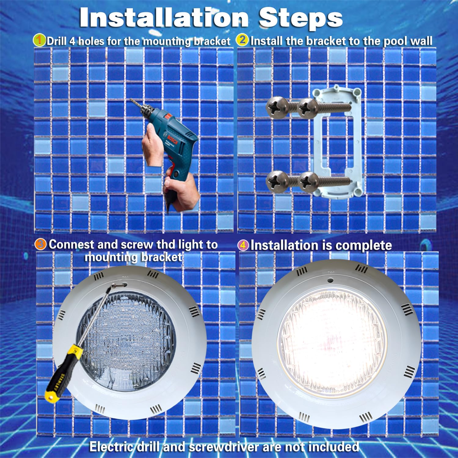 B·LED BARCELONA LED - Foco LED para piscina de superficie 12V AC - 24W - Sumergible - IP68