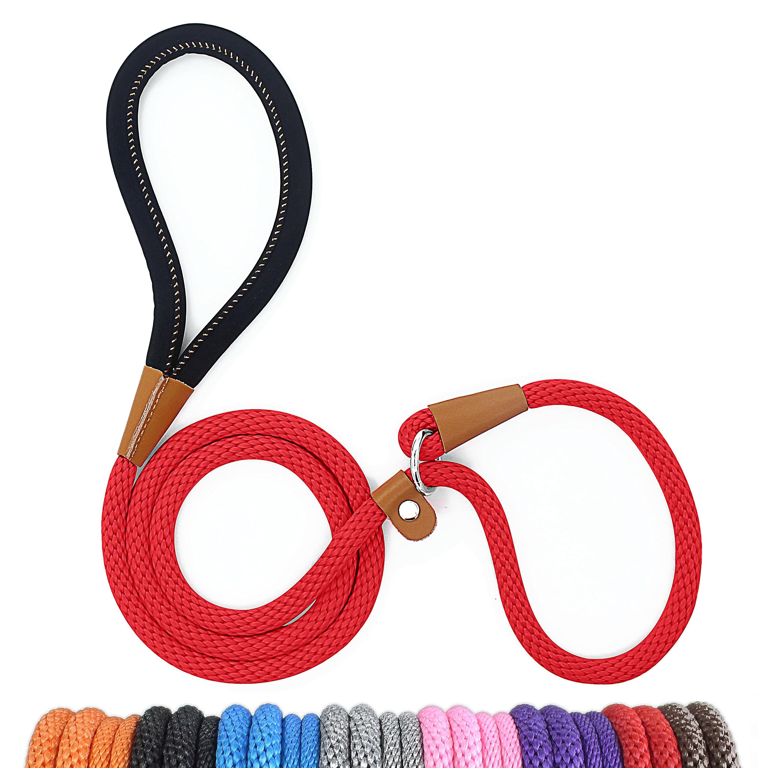 lynxking Dog Leash Slip Lead 2 Pack Strong Heavy Duty Braided Dog Training Leash No Pull Training Lead Leashes for Medium Large and Small Dogs