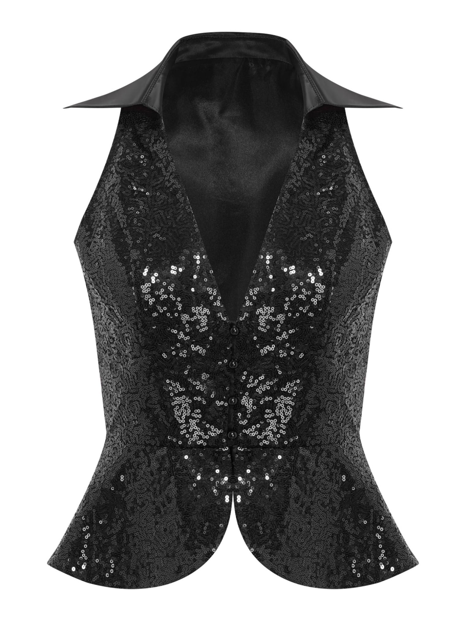 Choomomo Womens Sparkly Sequin Vest Formal V Neck Shiny Waistcoat Rave Club Festive Glitter Tuxedo Vest
