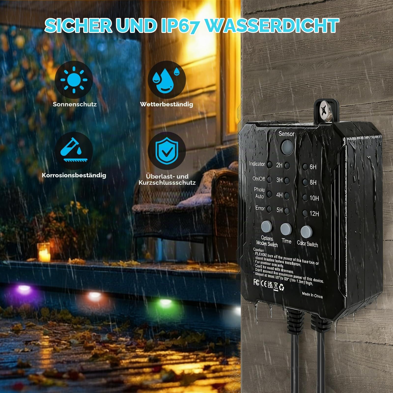 Teichbeleuchtung Unterwasser Netzanschluss, RGB Unterwasser Landschaftsbeleuchtung Netzanschluss mit 4 Lampen und Fernbedienung, IP68 wasserdichte Tauchbeleuchtung für Teiche, Aquarien, Gärten | Unterwasser-Landschaftsbeleuchtung, RGB, tauchfähig, RGB, wa
