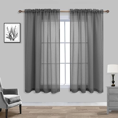 KOUFALL - Cortinas transparentes con aspecto de lino