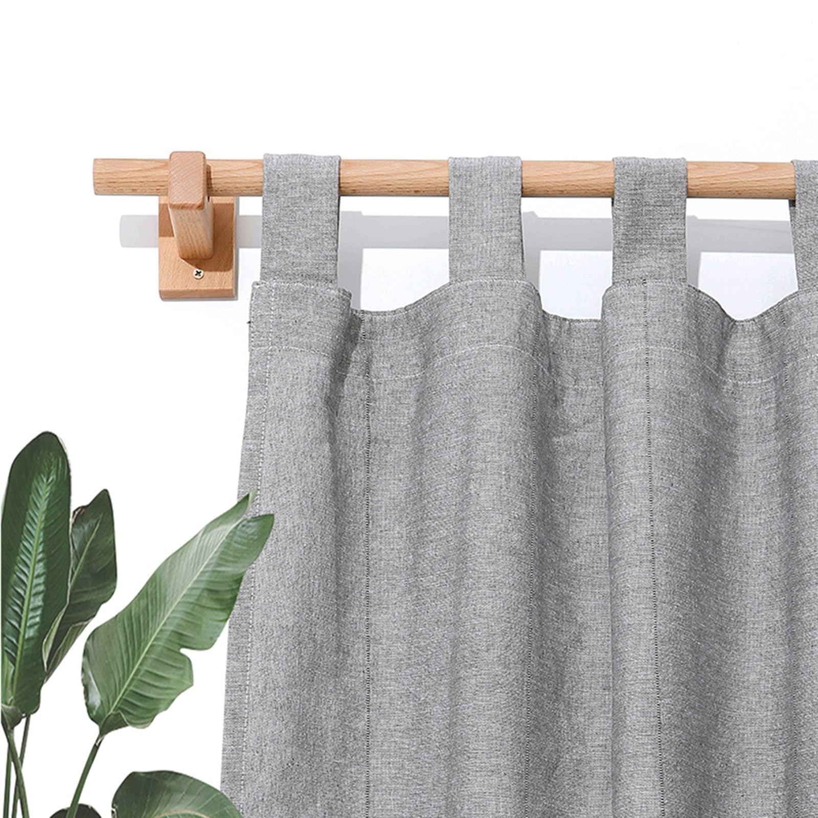 Tringle à rideaux en bois de hêtre épais avec support, 280 cm de long, avec tringle à rideaux perforée, idéale pour la décoration de la maison et le traitement des fenêtres.