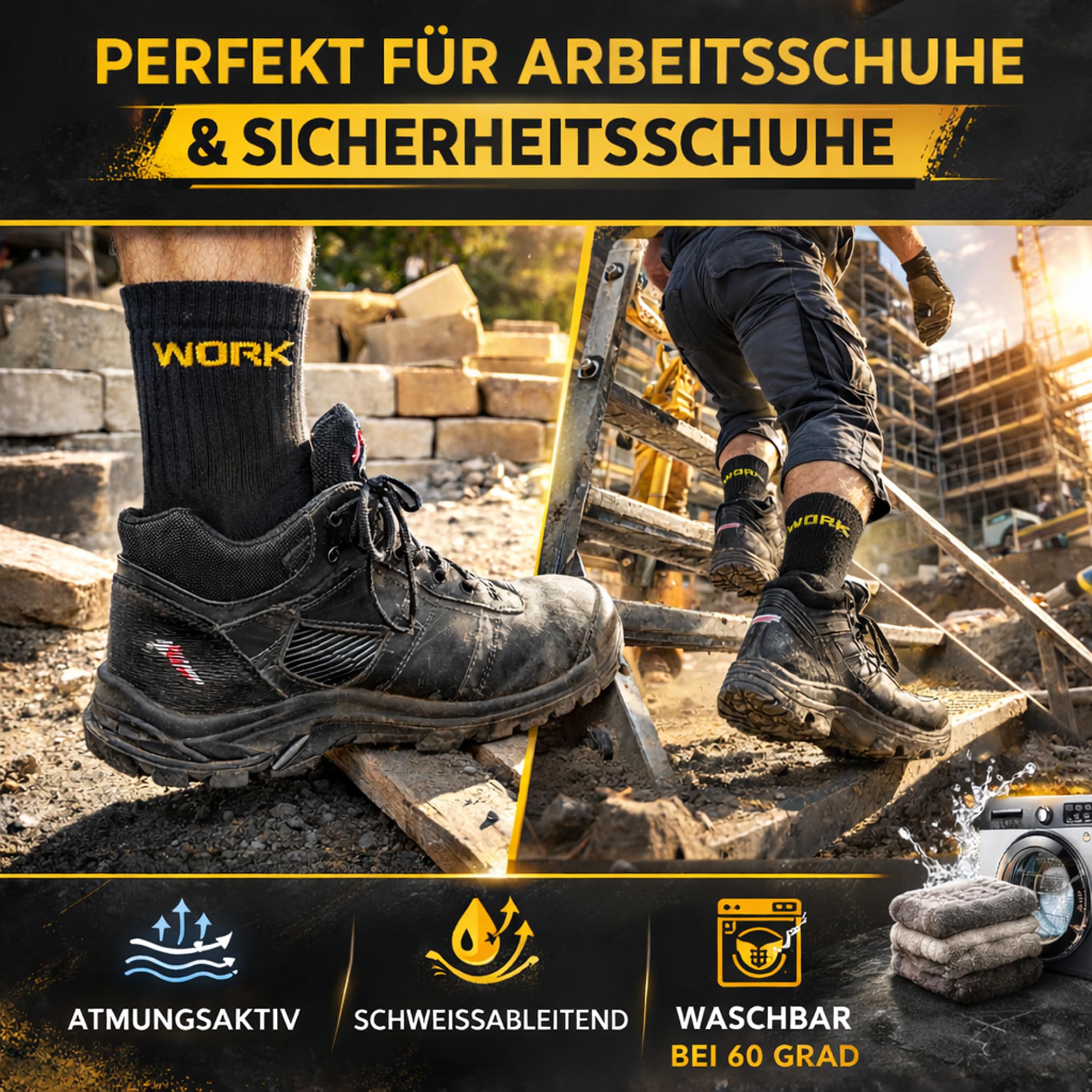 MOUNTREX® Calcetines de trabajo para hombre, 10/20 pares
