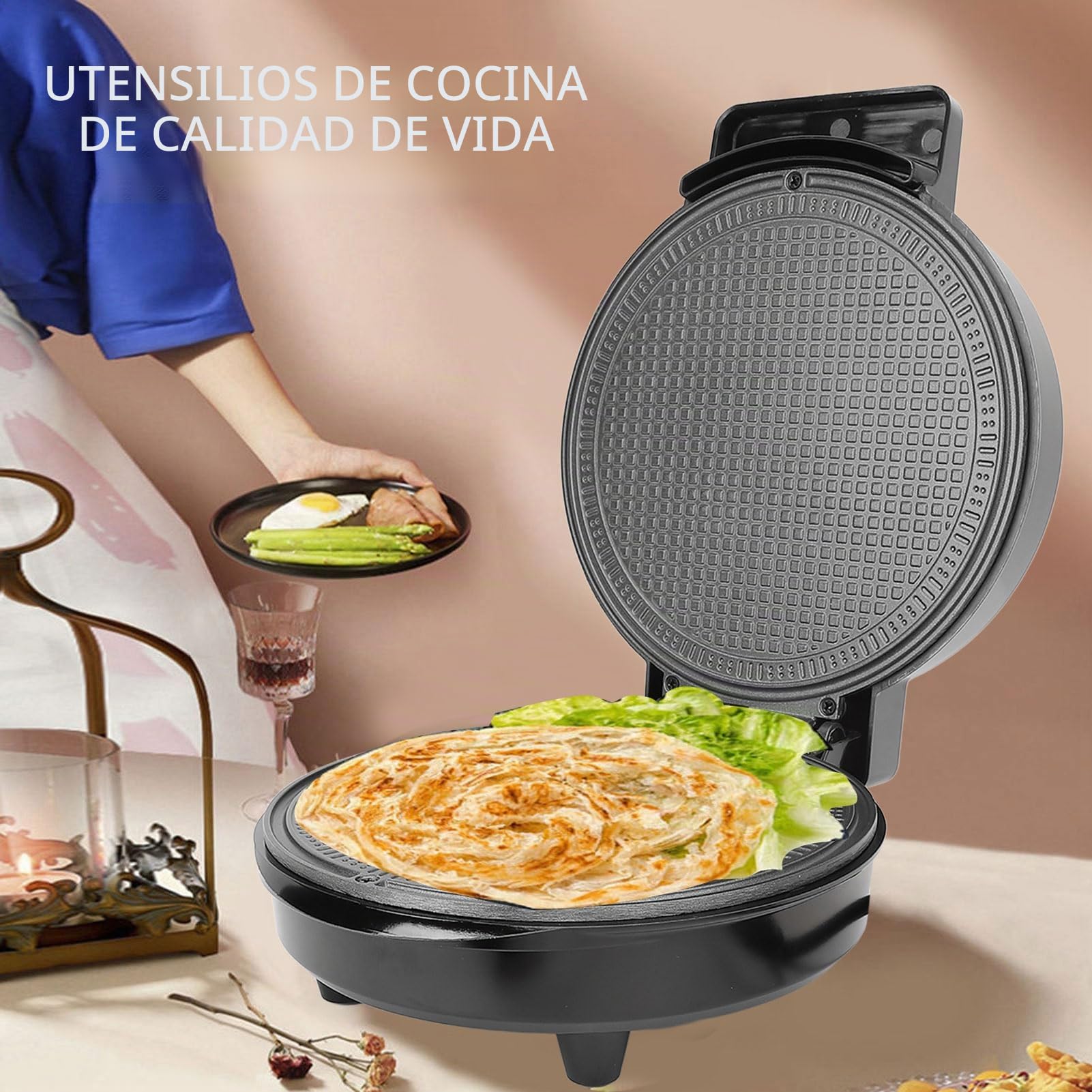 Fabricante de Cono de Waffle, 1000 W de Aluminio Eléctrico Comercial sin Palos de Recubrimiento de Helado Rollos de Helado para Panaderías de Panaderías de Cocina en Casa (EU