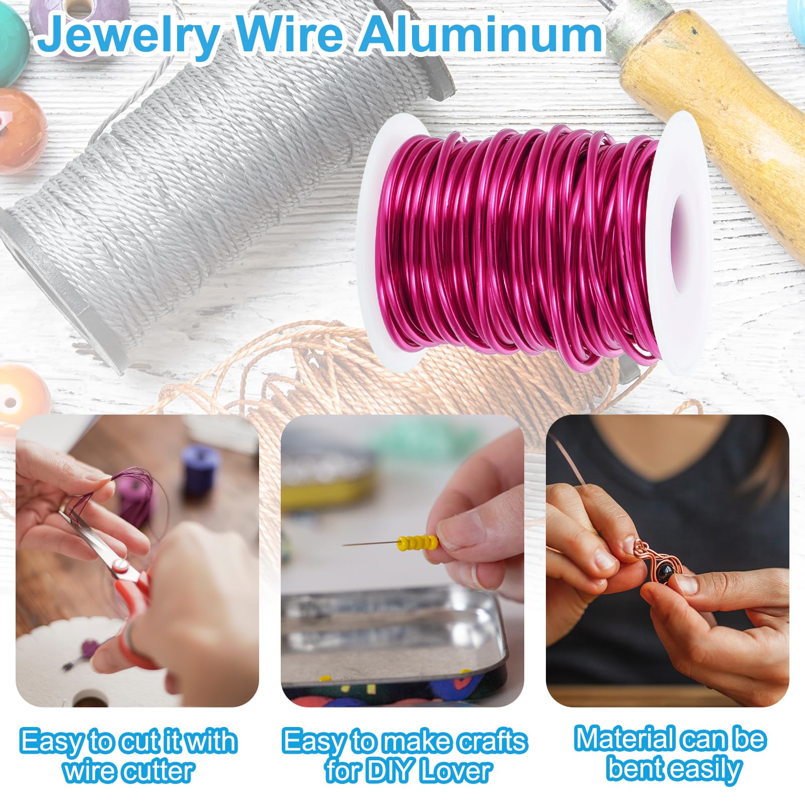 PATIKIL 10 Gauge 2.5mm Aluminum Craft Wire, 32.8 Ft Metal Wire Armature Bendable Wire for Jewelry Making Metal Wrap DIY Rose Red - Image 3