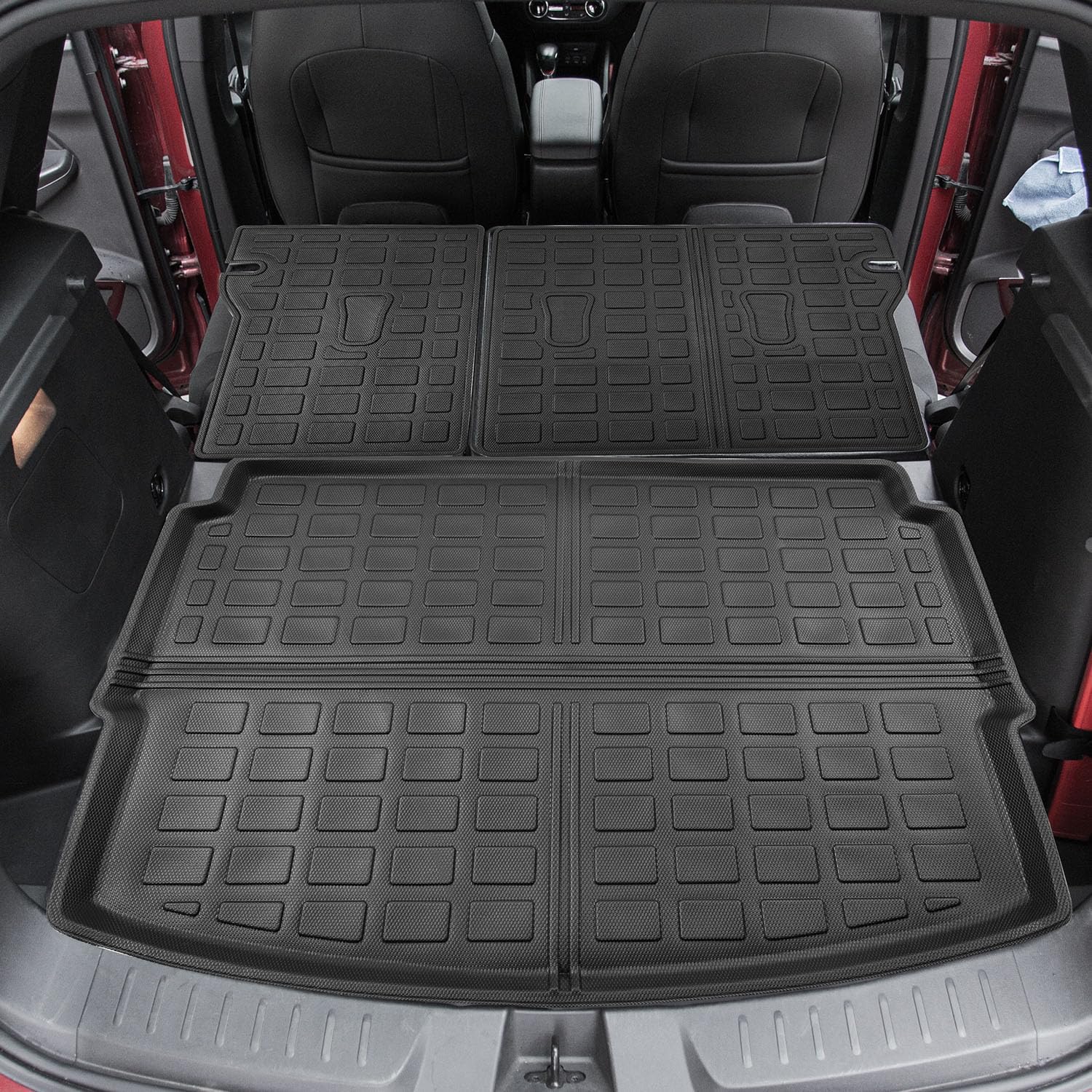 Xipoo Trunk Mat Compatible with 2021-2024 Chevy Trailblazer Trunk Liner Backrest Mat TPE Cargo Liner (Upper Deck) Replacement for 2021 22 23 24 Chevy Trailblazer Accessories (Cargo Mat+Backrest Mats)