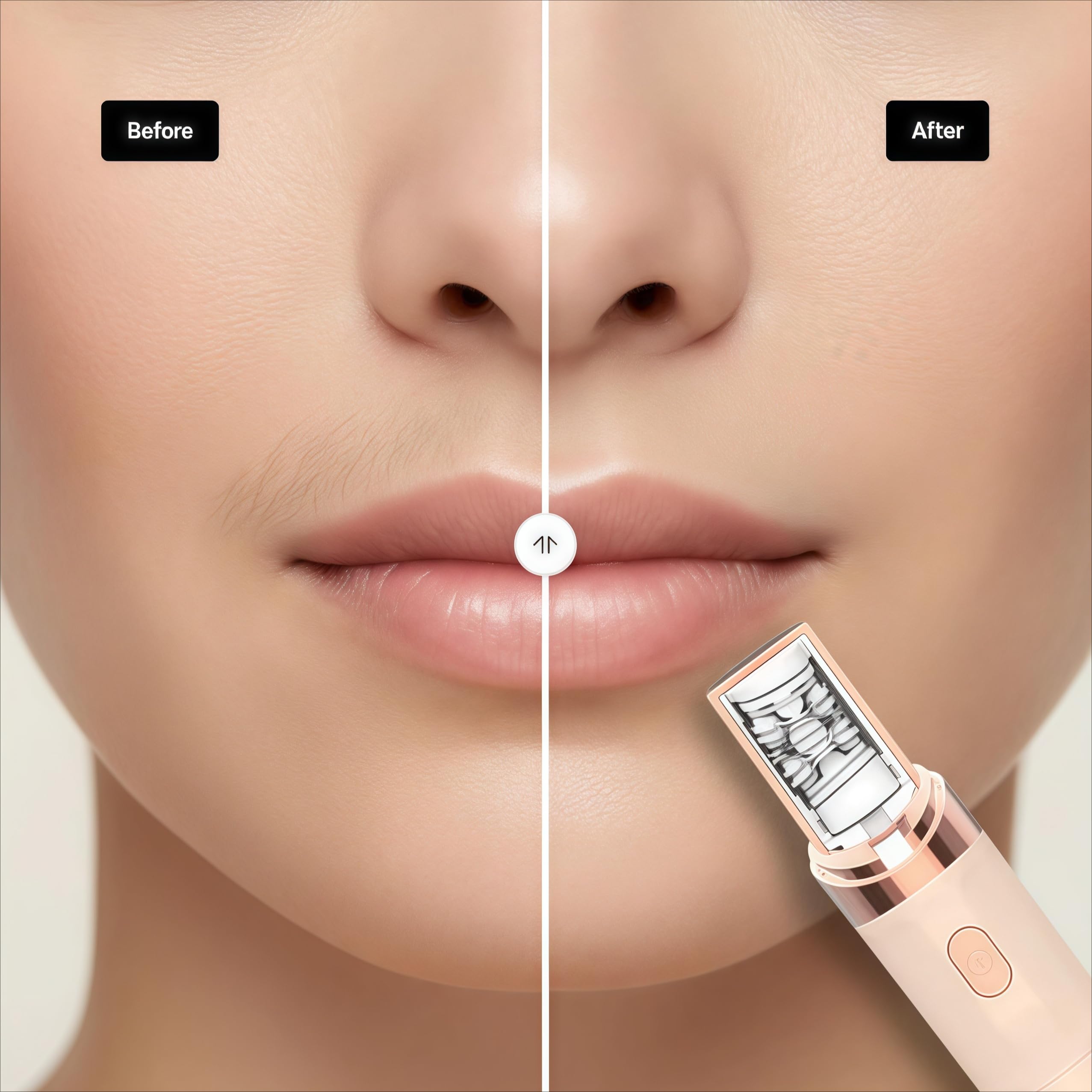 PluxiEpil Pro 3.0 Women Face Epilator – 2-in-1 Hair Removal Gentle & Painless Hair Remover for Upper Lip, Chin, Eyebrows & Cheeks (Pink)