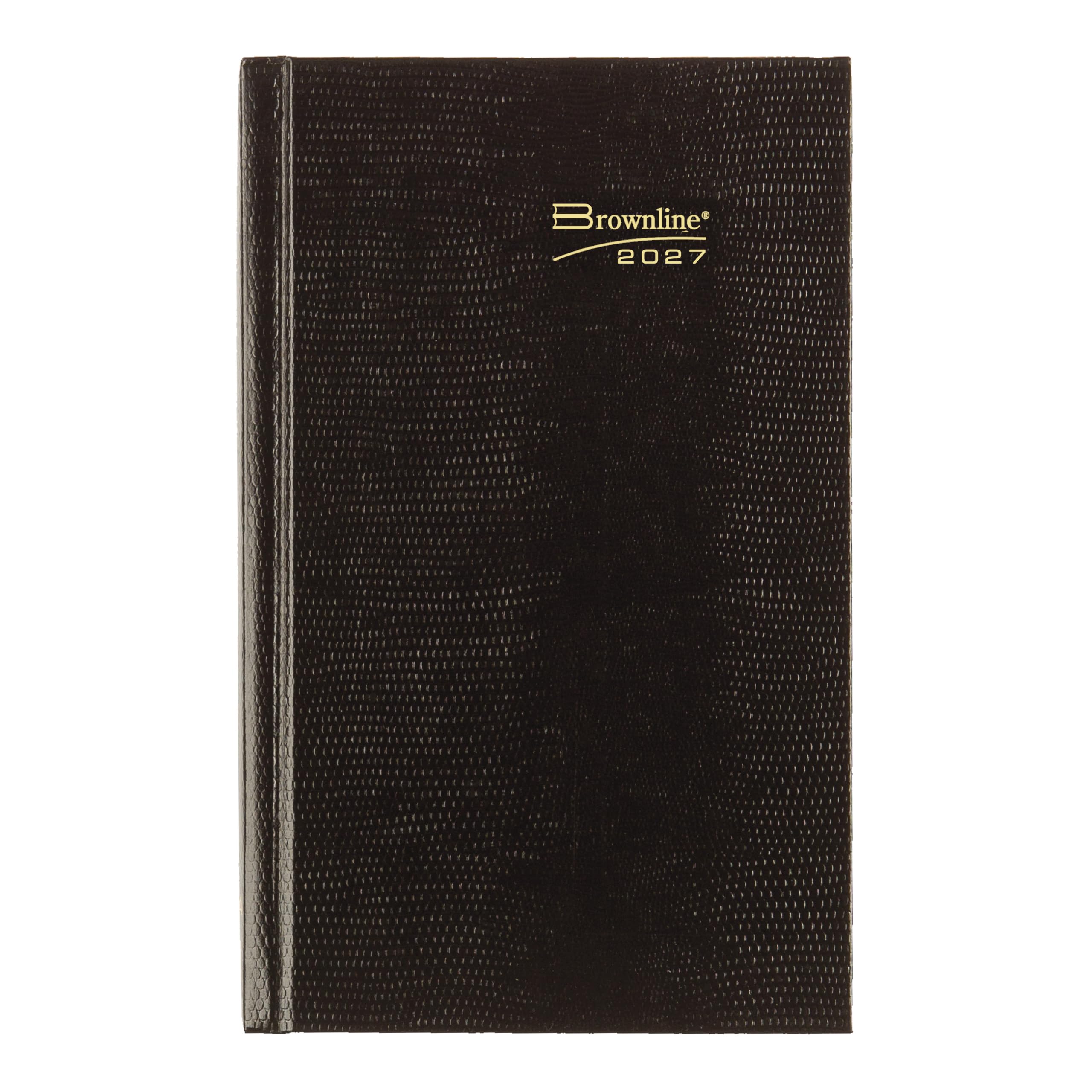 Brownline® - Agenda giornaliera/mensile tradizionale 2027, 12 mesi, da dicembre a gennaio, rilegatura a doppio filo, 20,3 x 12,7 cm, nero (CB634.BLK)