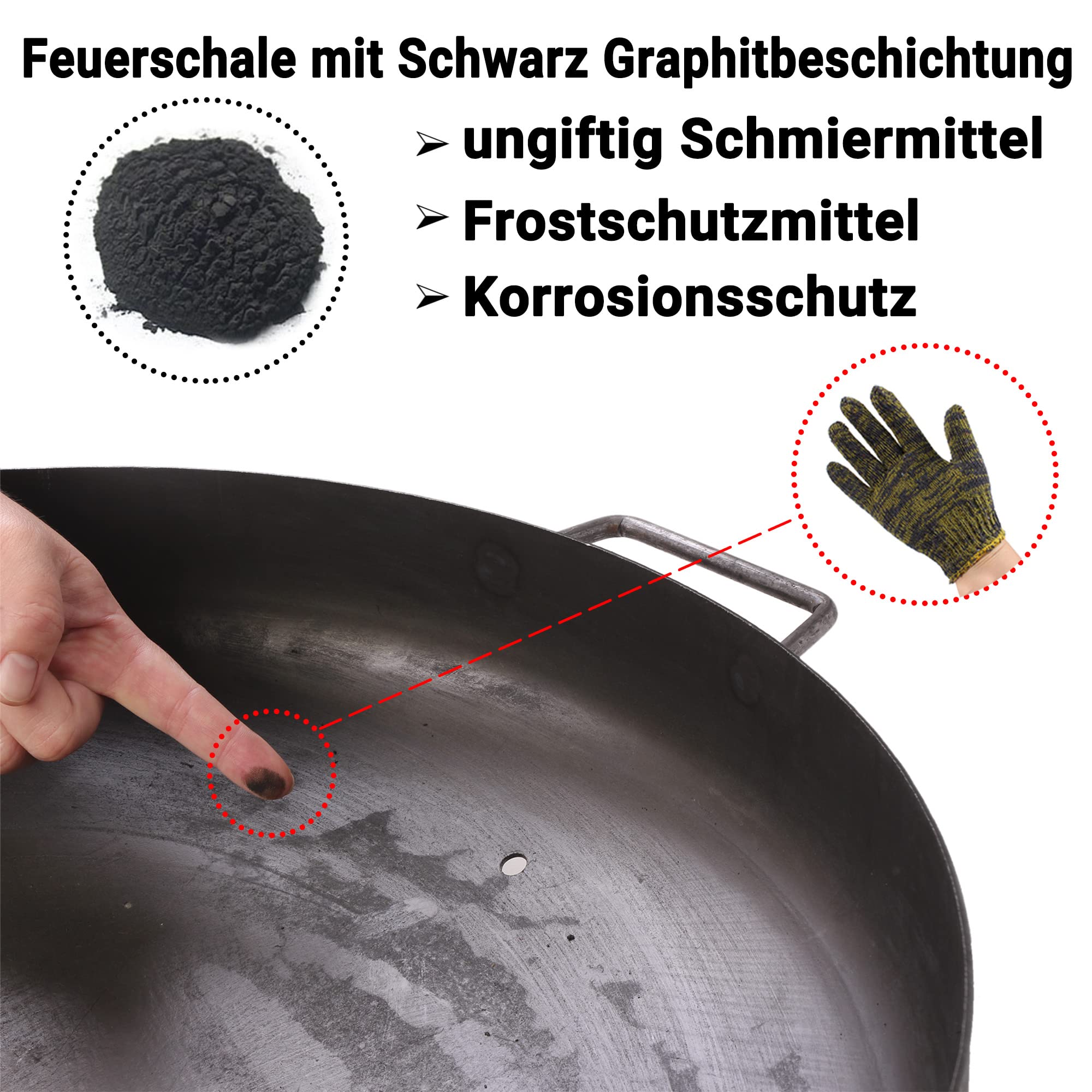 Köhko Feuerschale -Ø 55 cm Feuerschale aus Stahl mit Wasserzulauflöcher, Griffen und klappbare und abnehmbare Beine 41005-55