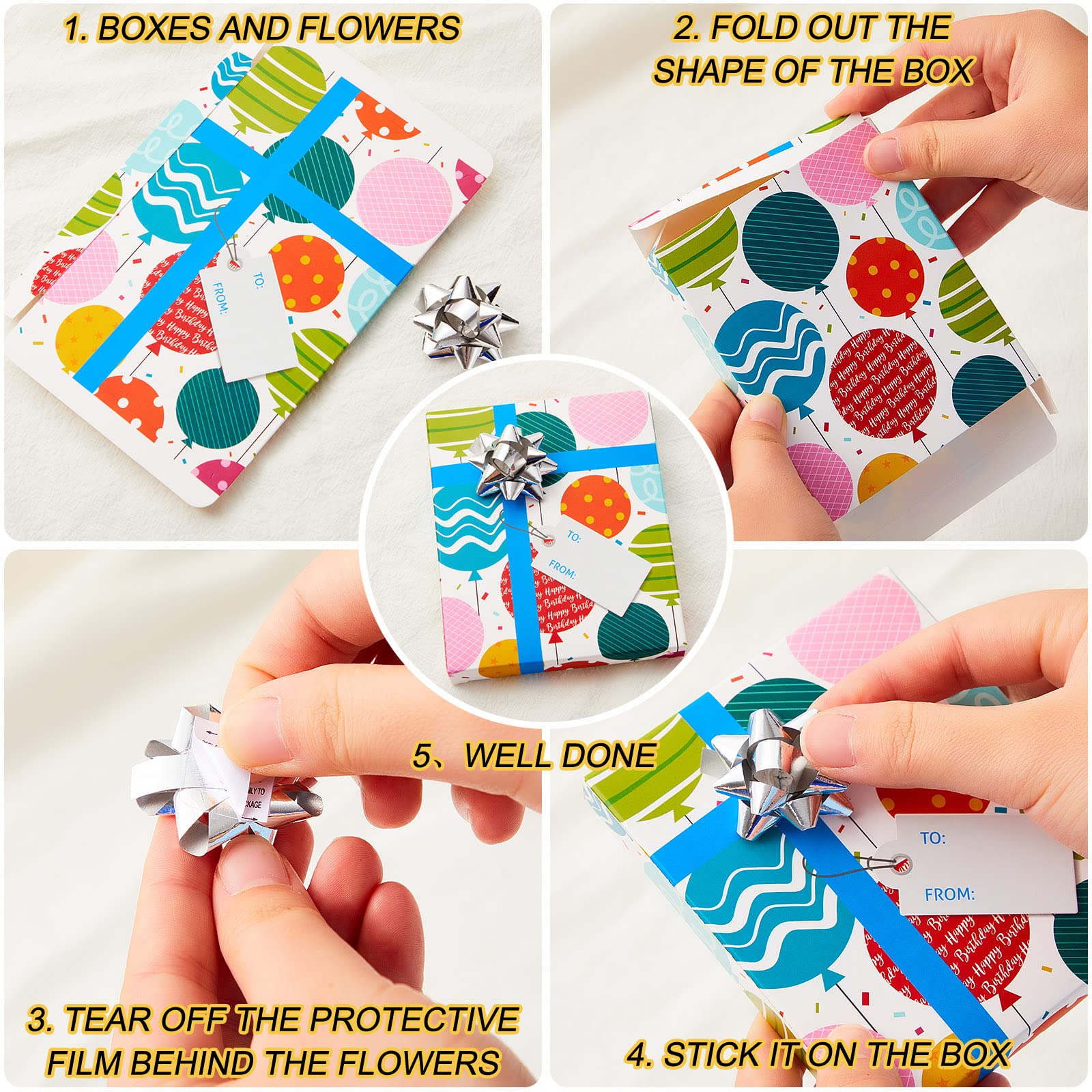 12 Pieces Gift Card Box Happy Birthday Present Greeting Card Holder Birthday Gifts Keeper with 12 Pieces Wrapping Bows Mini Favor Boxes for Holiday Party