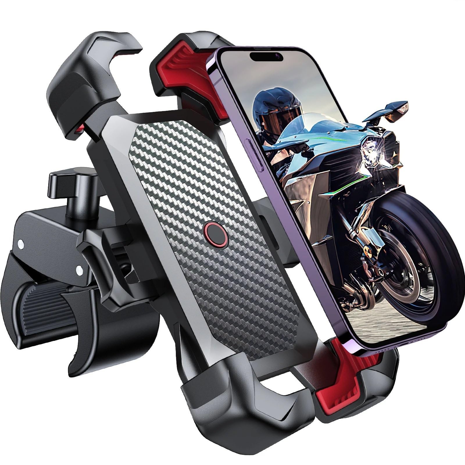 Support Navigateur Moto pour 4.7-7 Pouces Support Téléphone Portable Antichoc GPS Pince 360 ​​° Vue Universel Vélo(Upgrade)