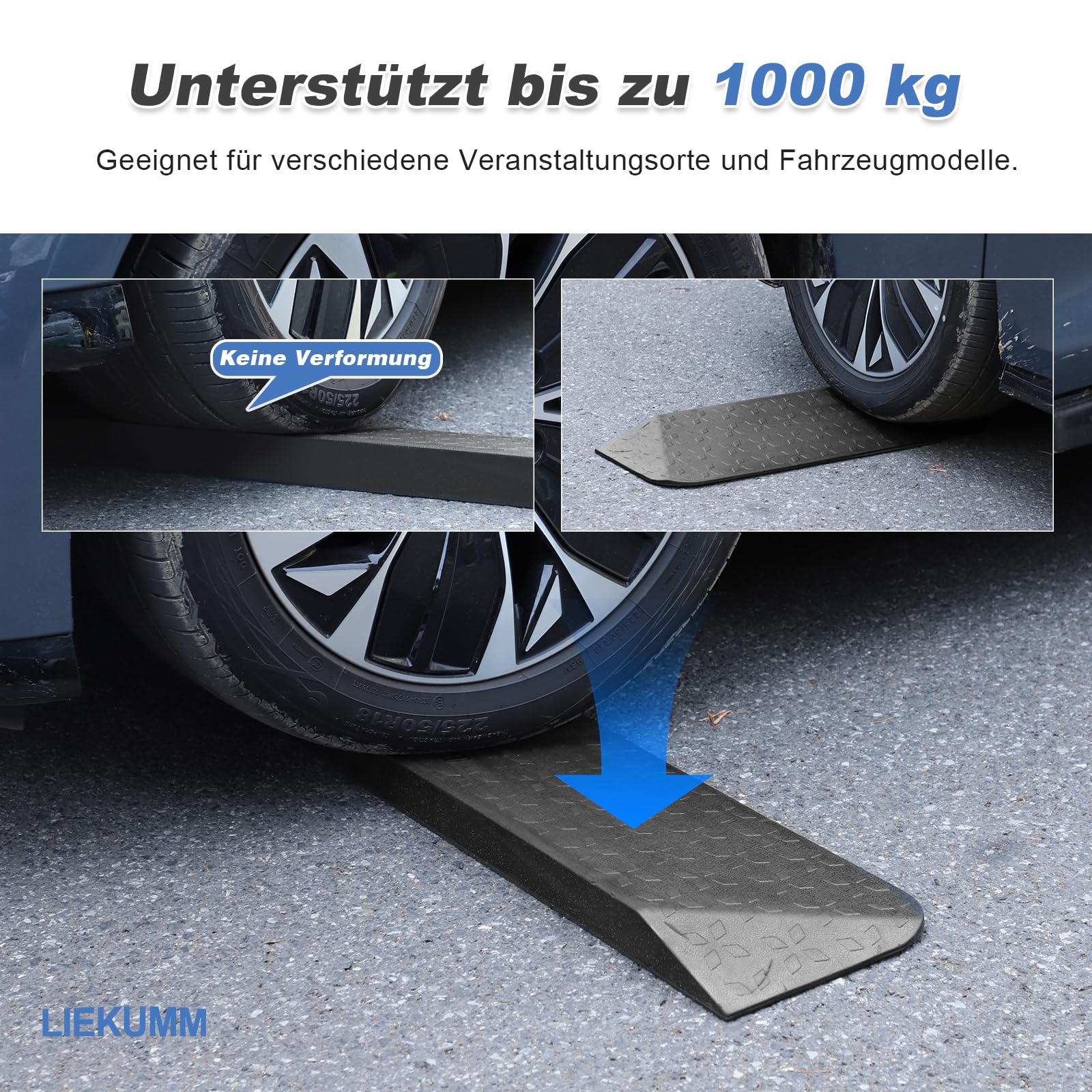 LIEKUMM Gummi Türschwellenrampe 2,5 cm Höhe, rutschfeste Rollstuhlrampe mit Polarstern-Muster, 1000 kg Tragkraft Rollstuhlrampe für Türöffnungen, Stufen, Bordsteine, Scooter, Kinderwagen, Motorrad