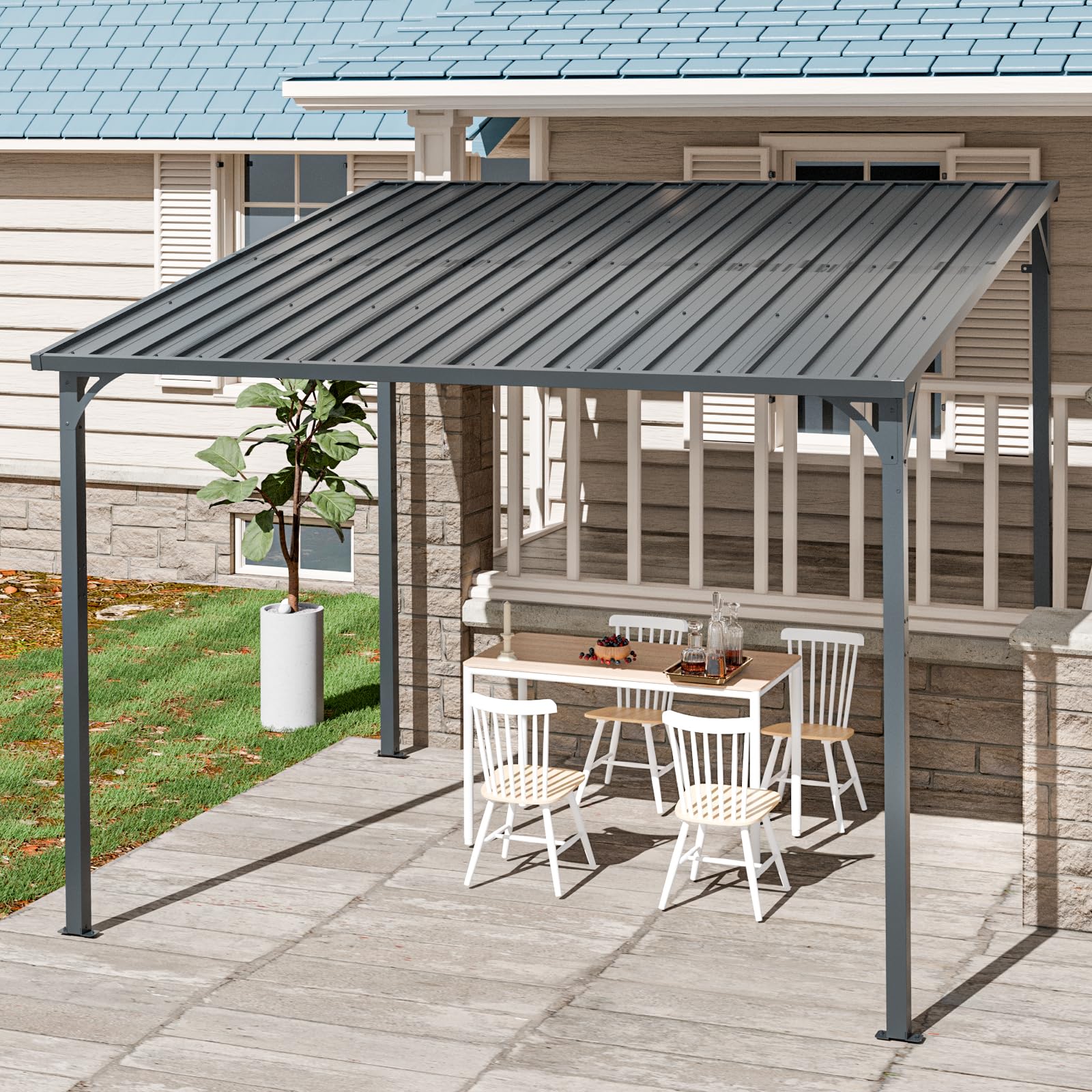 Amazon.co.jp: 大型テラス屋根 バルコニー雨よけ 重量型パーゴラ 4 本