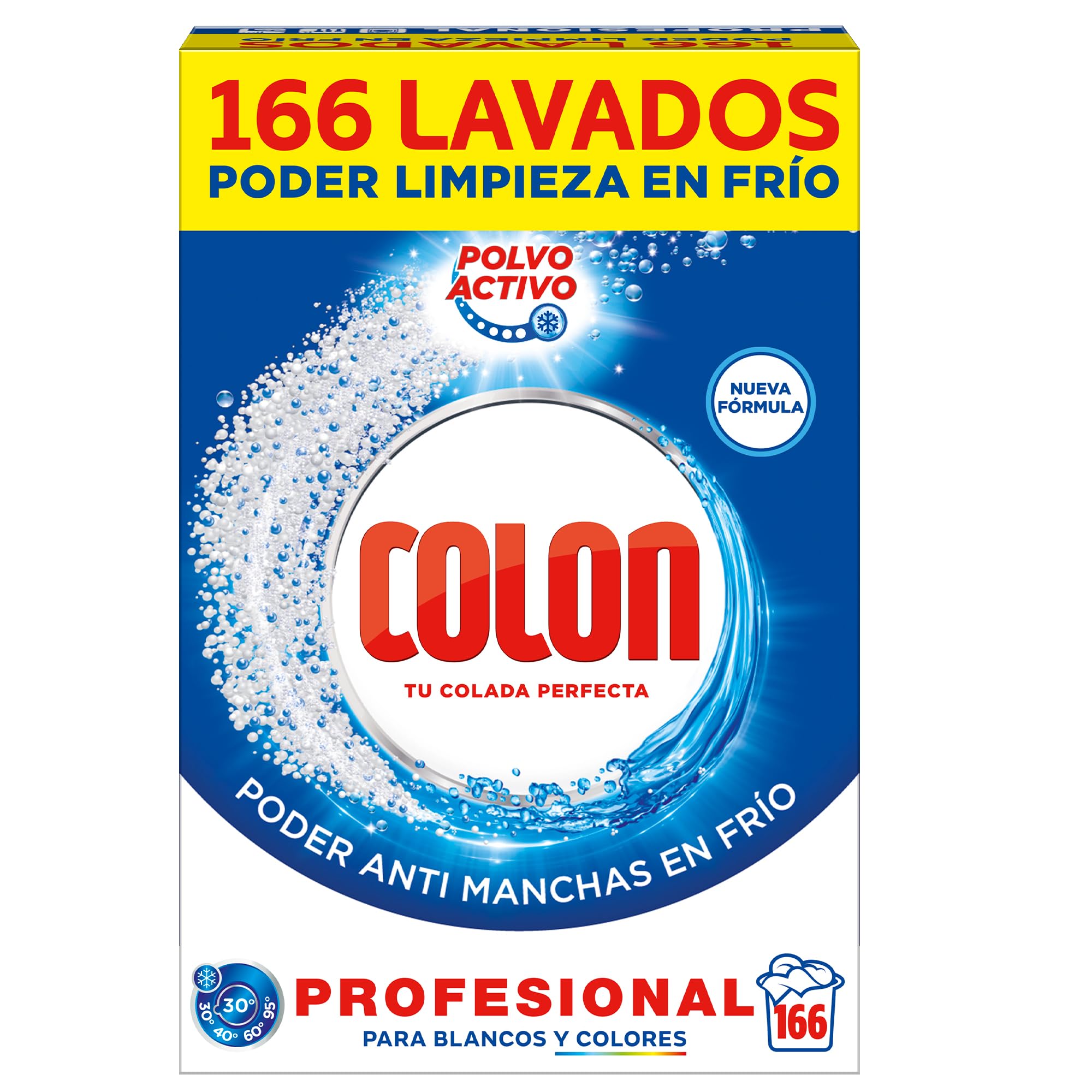 Colon Activo Profesional Polvo Detergente para la lavadora, 166 lavados