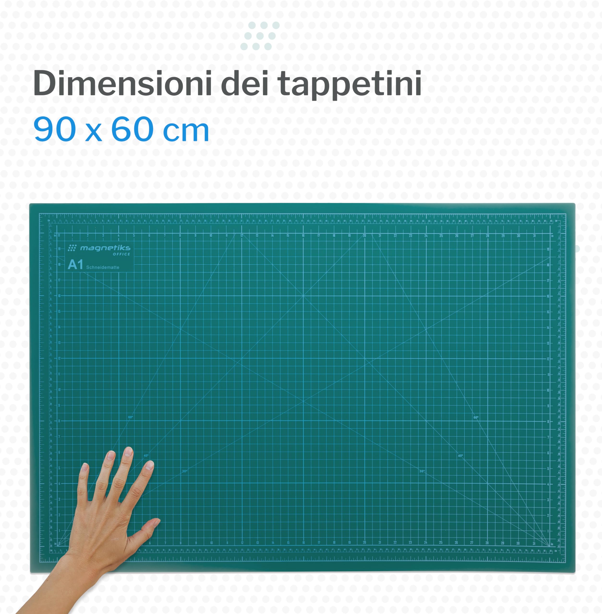 tappetino da taglio A1 | base da taglio autorigenerante bifacciale verde 90×60 cm | tappetino per hobbistica per bricolage, cucito, taglio | cutting mat