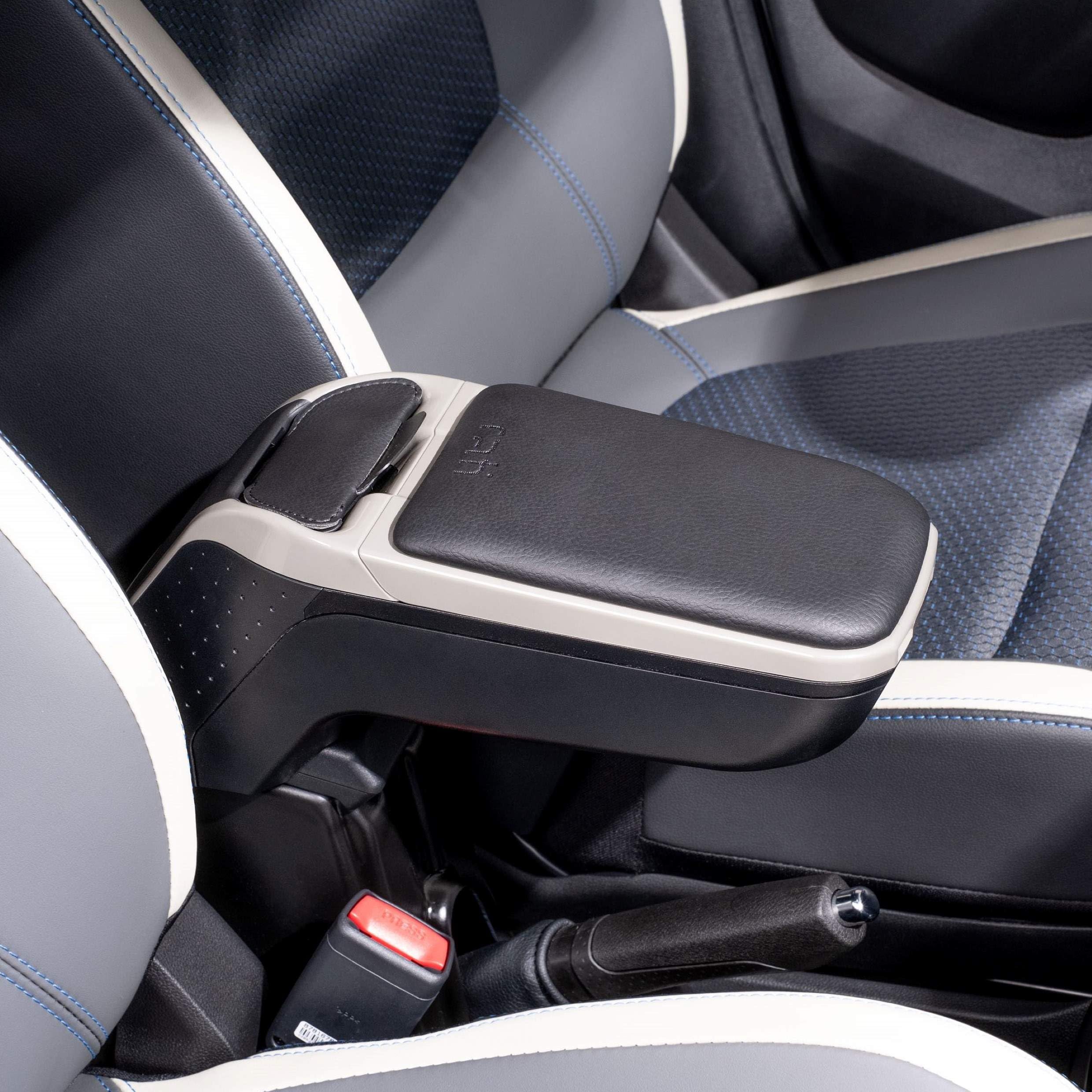 Rati Armster 2 Accoudoir adapté pour TOYOTA AYGO X HYBRID 2026- [gris,cuir végane] avec rangement pouvant être installé ultérieurement