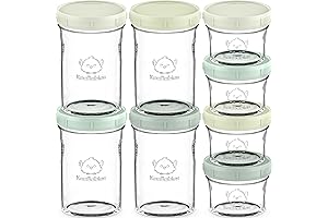 KeaBabies Glass Baby Food Containers with Lids (8oz and 4oz)