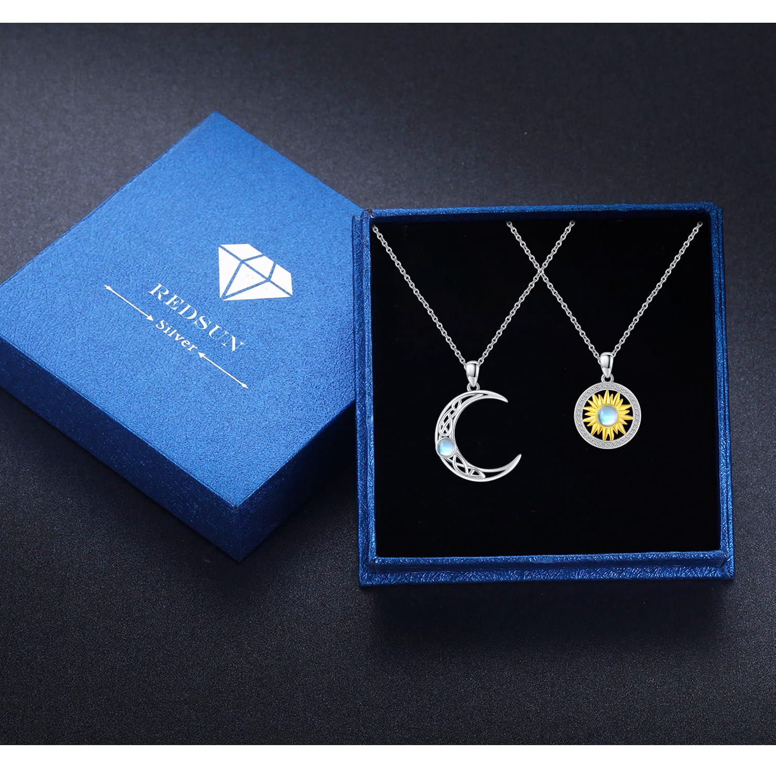 REDSUN Yin Yang - Collana in argento Sterling con ciondolo a forma di sole e luna, elefante, per coppie, 2 pezzi, regalo per donne, uomini, coppie e figlie