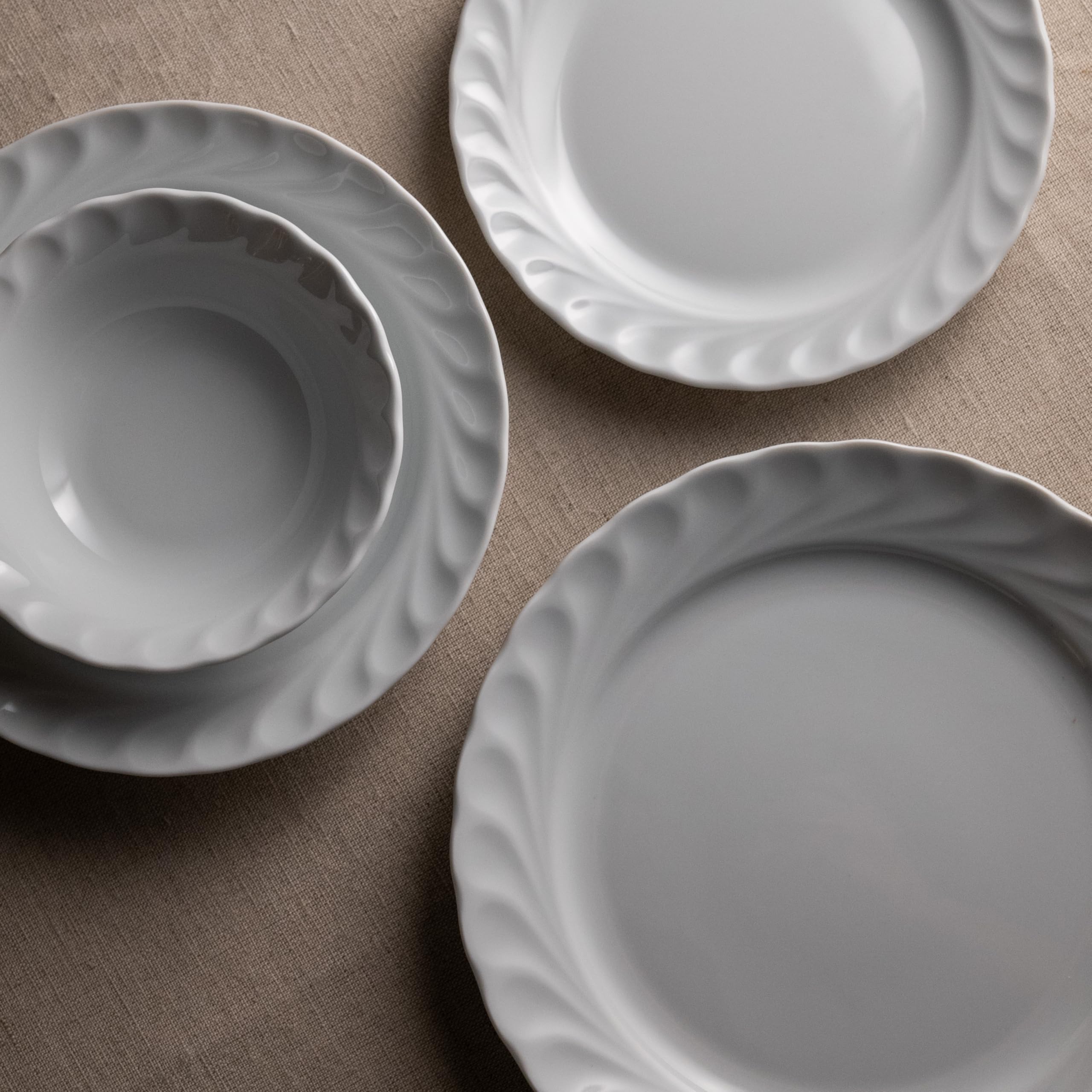 Vajilla de Porcelana Blanca 24 Piezas - Güral Porselen Damla - Completa y Elegante