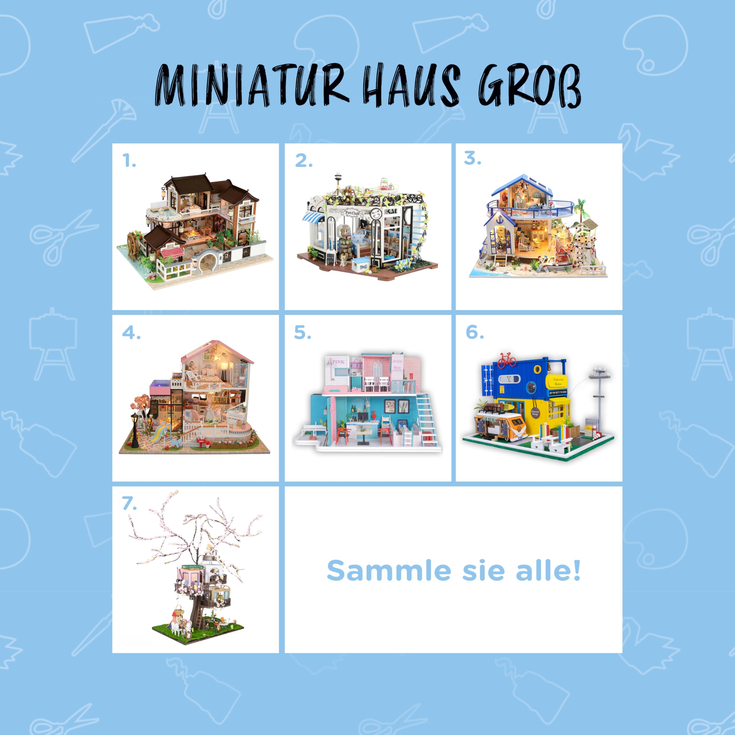 Crafts&Co® Miniatur Strandhaus | DIY Papiermodell | Detailliertes Bastelprojekt für Anfänger | 398 Teile | Bastelspaß für Jung und Alt | Mehrfarbig