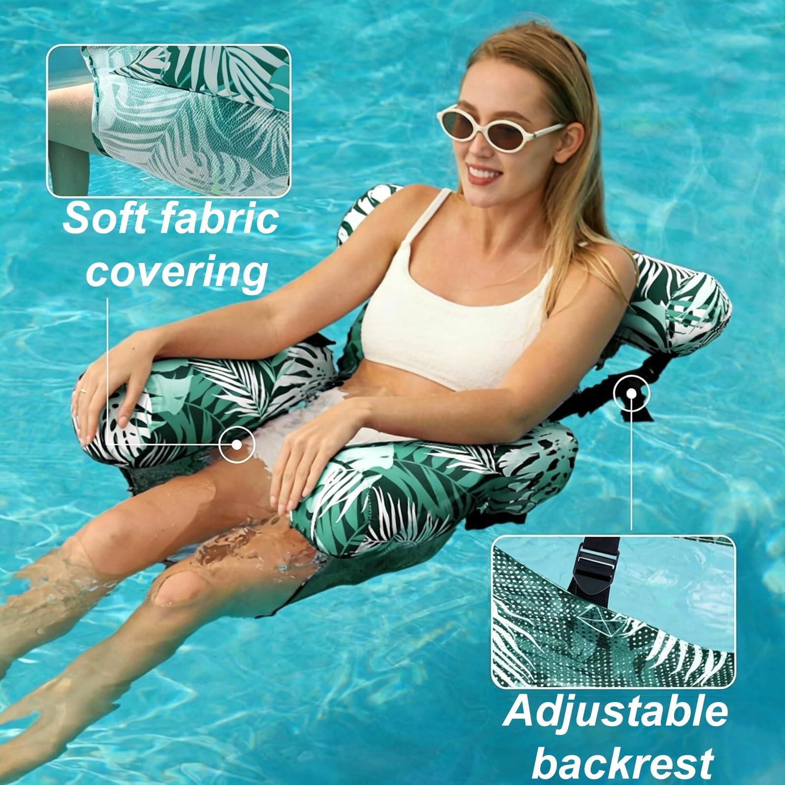 Bouée Piscine, Fauteuil Gonflable Piscine | Appui-tête Réglable, Léger et Portable, pour S'amuser Dans L'eau ou À la Plage