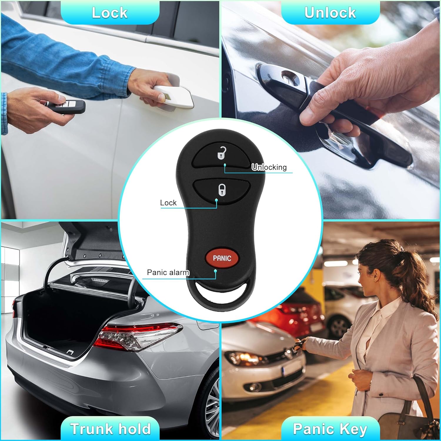 X AUTOHAUX 2 Set 315MHz GQ43VT17T Keyless Entry Remote Ignition Transponder Key Fob for Dodge for Ram 1500 2500 3500 Pickup 2002-2005 64 Chip 3 Buttons 2 Set