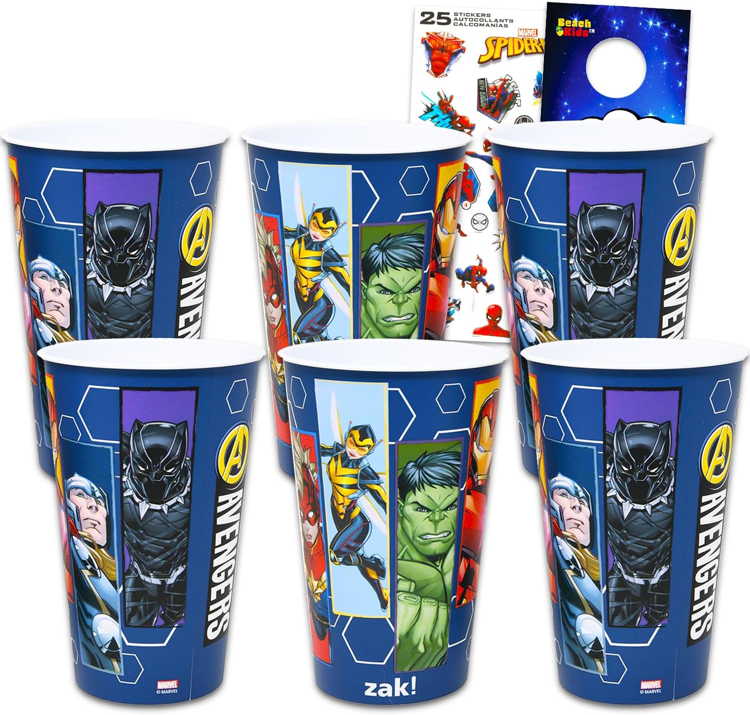 Marvel Avengers Party Favor Cups 6 Pack Reusable Tumblers for Kids Bundle
