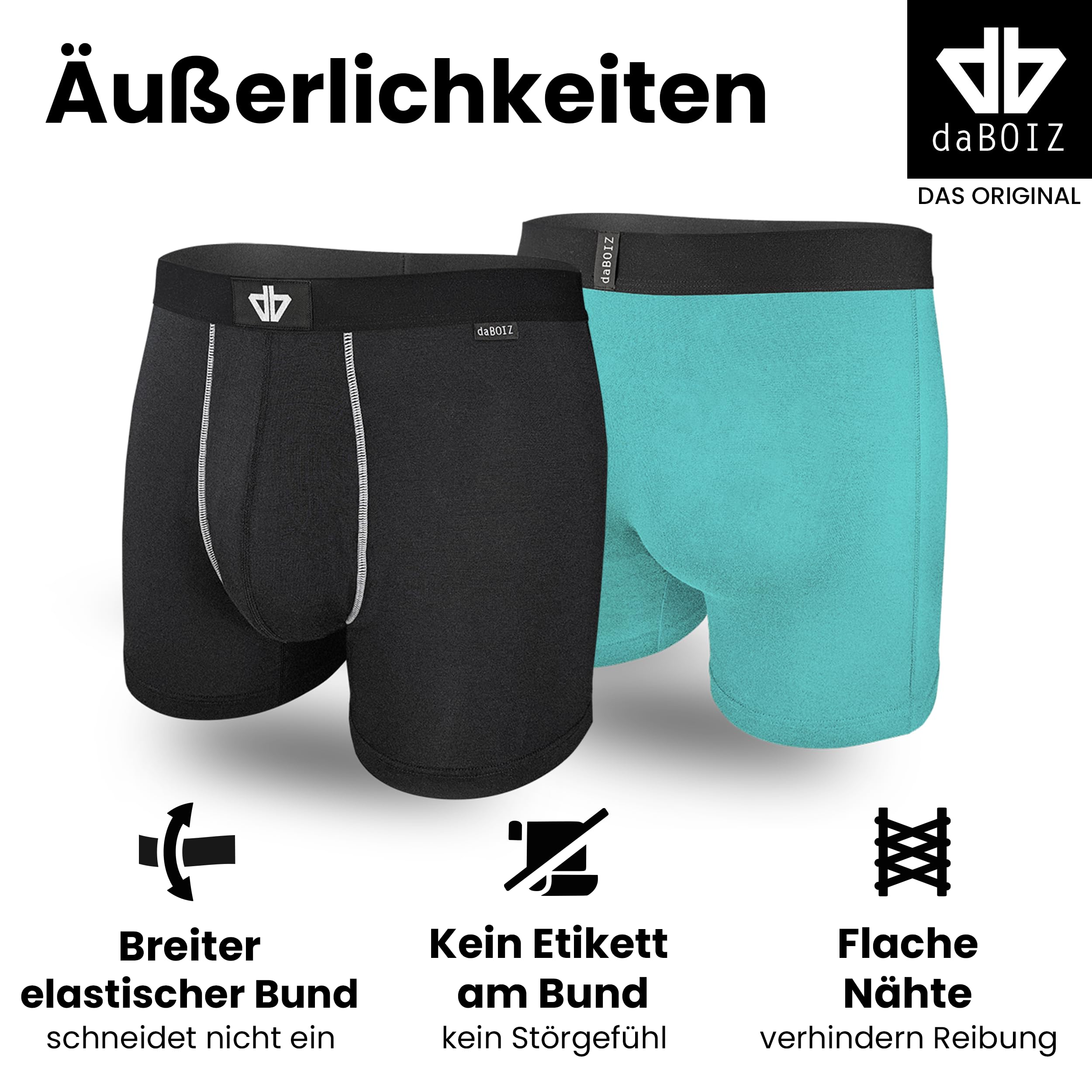 daBOIZ - 5er Set Modal Boxershorts Herren mit Beutel kein Schwitzen, Kleben, Reiben Unterhose, Unterwäsche Männer