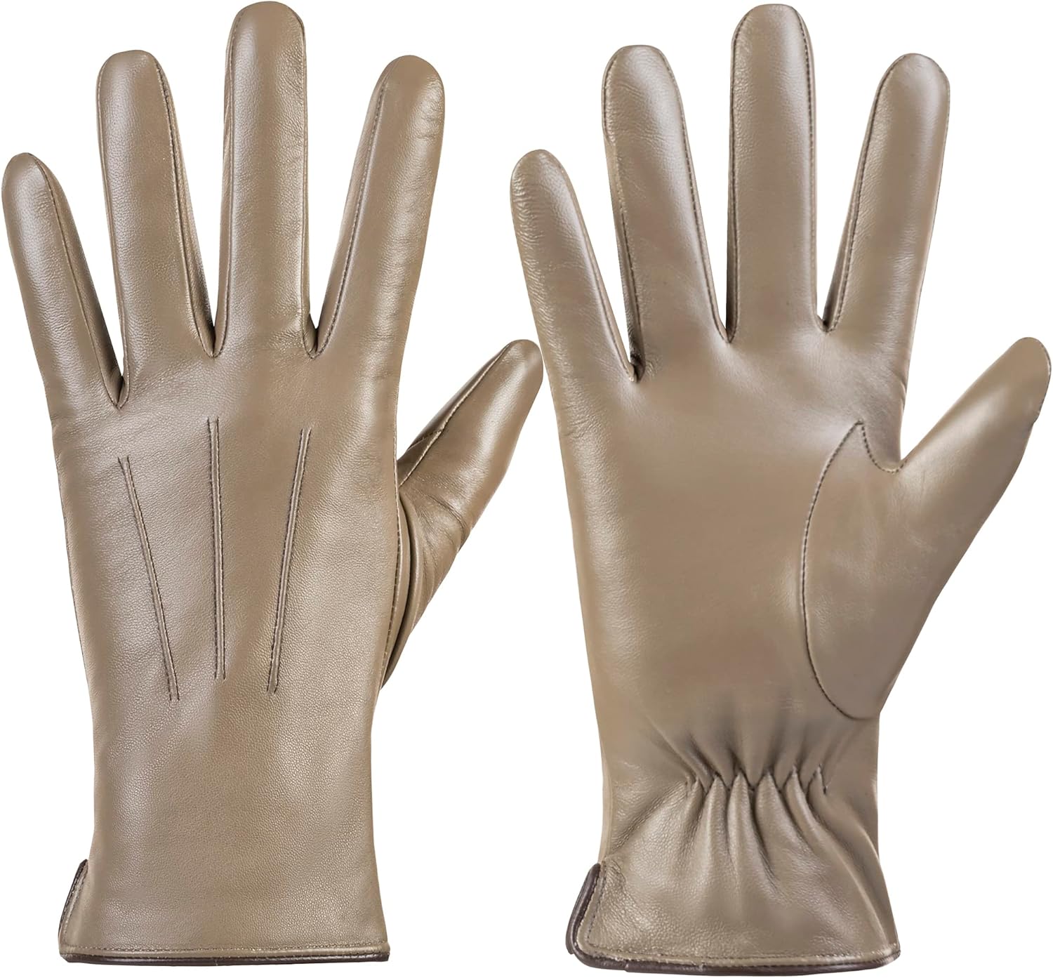 Winter Fashion Leather Gloves for Women, Warm Cashmere Lining Touchscreen Texting Driving Dress Gloves