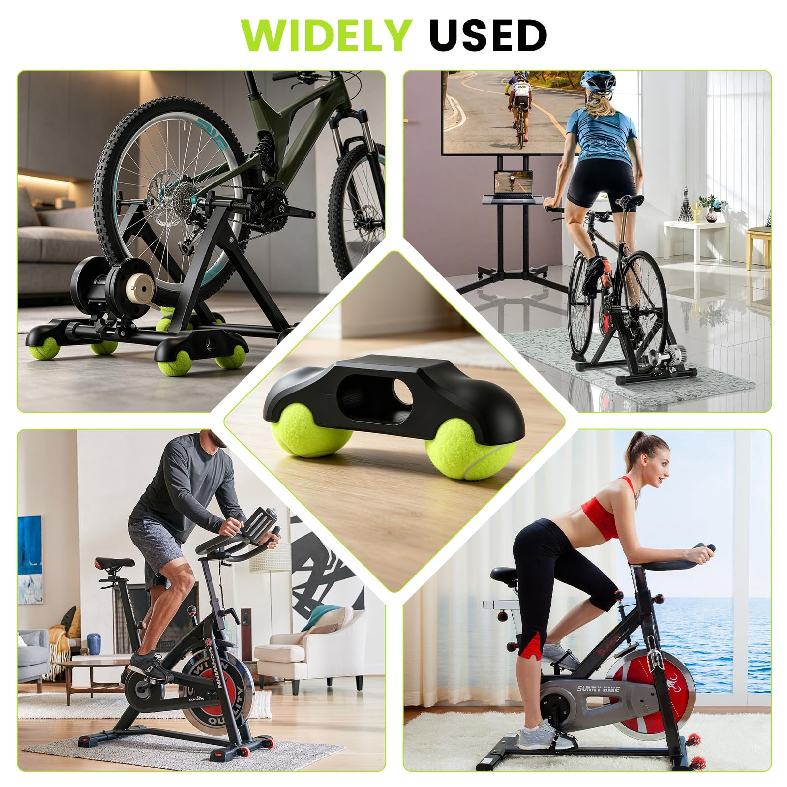 4 Stück Rocker Plate Feet, Tragbarer Wippplatten Fahrradtrainer, Cycling Snap Rocker Feet Adapter mit 8 Tennisbällen für Wahoo Kickr Core 2 Rollentrainer Tennisballfüße Indoor