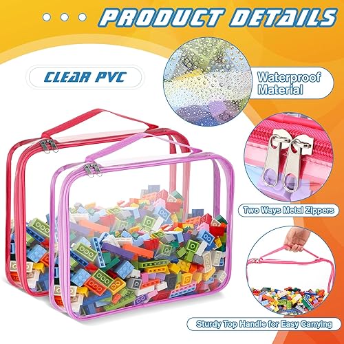 Miniatura 23 de Sanwuta Paquete de 6 bolsas de almacenamiento de juguetes, bolsas organizadoras de PVC con cremallera, contenedor de juguetes impermeable para