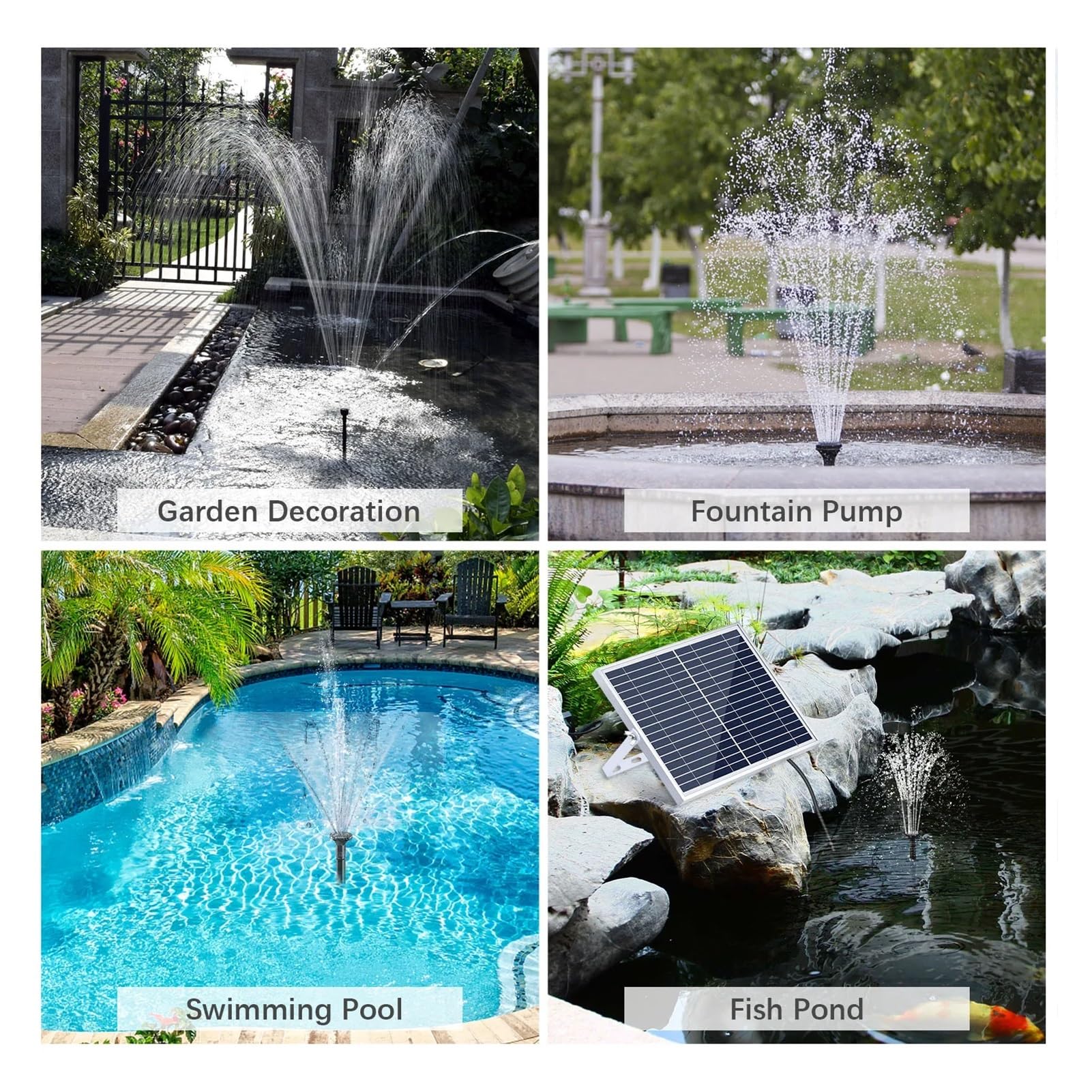 Alta precisione Pompa for fontana solare da 10 W con grande pannello solare, 3 ugelli, altezza massima dell'acqua 100 cm, for bagno for uccelli, acquario, piccolo laghetto, giardino Ampiamente applica