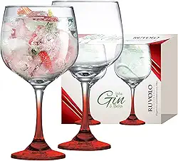 Jogo de taças para gin gambo vermelha Ideal Beefeater Tanqueray Bombay 705 ml 02 peças