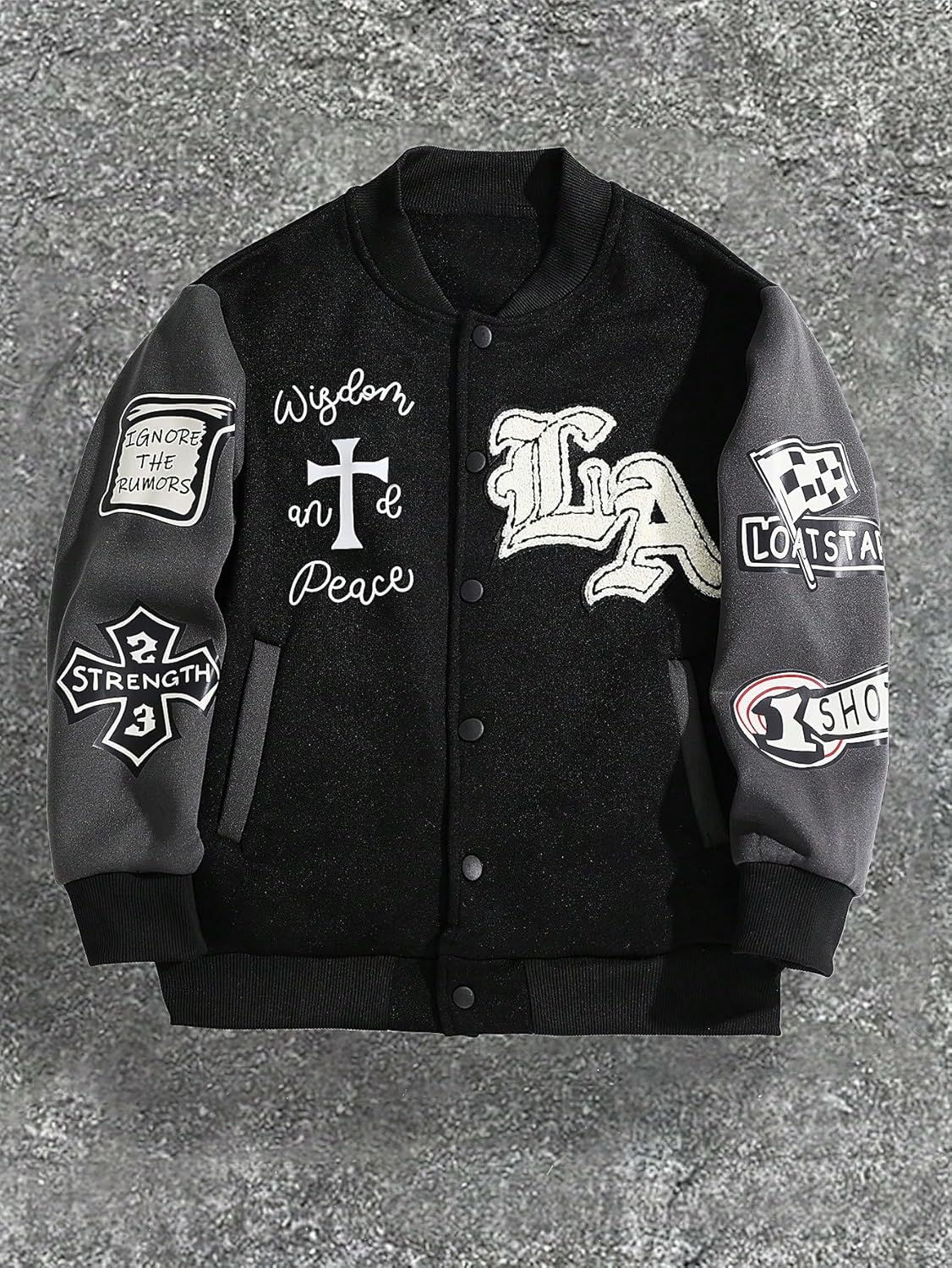 SOLY HUX Boy's Graphic Varsity Jackets Gothic Button Down Baseball Jacket Outerwear Streetwear - Image 5