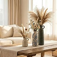 Vista 4 de Juego de jarrones de cerámica, jarrones de flores para decoración del hogar, decoración moderna de granja, centros de mesa de sala de estar, cocina