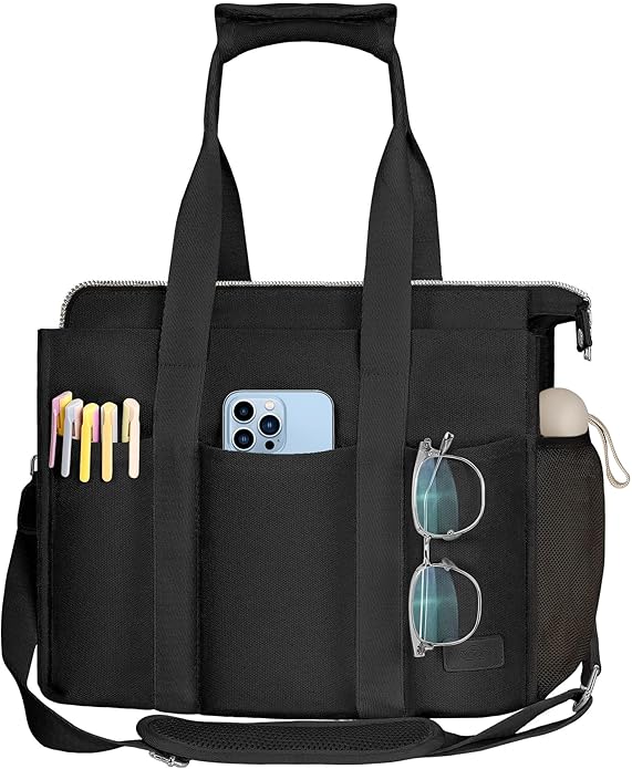 Canvas Tote Bag for Women, Large Shoulder Bag with Laptop Compartment & Zipper, Ideal for Work Travel College Teacher