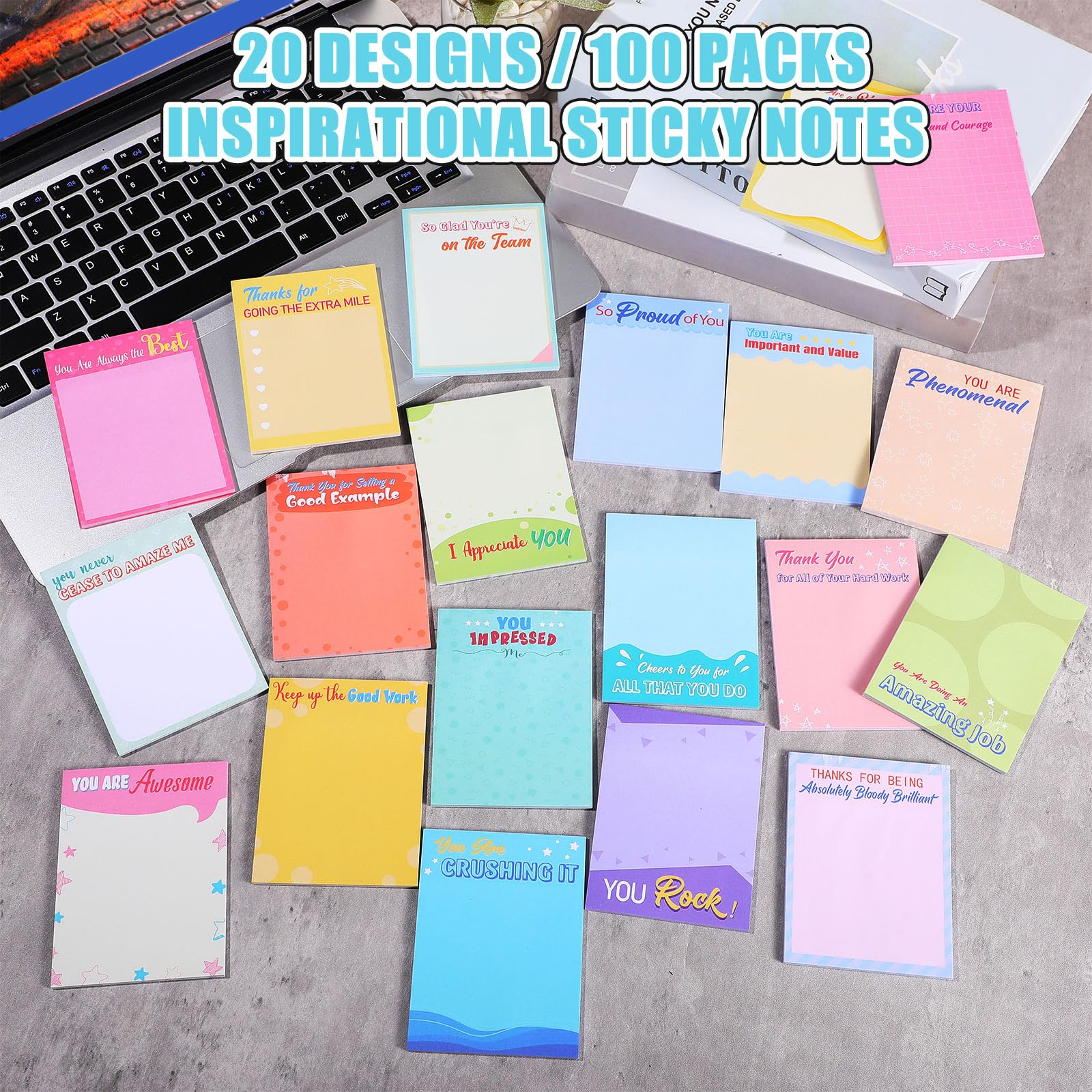 Snapklik.com : 100 Pcs Empowering Sticky Note Pads 3 X 4 Inch Employee ...