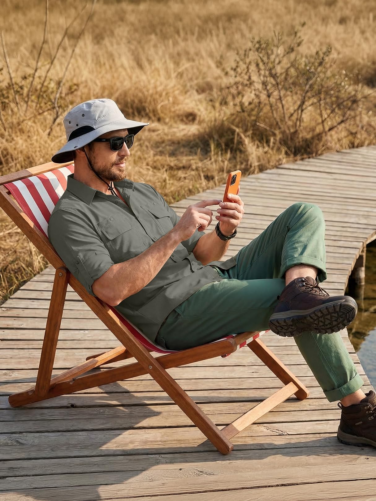 Camisas de pesca con protección solar para hombre, manga larga, para viajes, UPF 50+, UV, secado rápido, para safari, camping, senderismo, camisas con botones