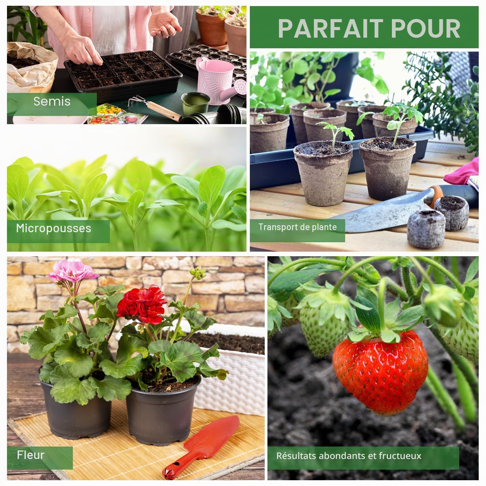 6 Pièce Plateau Semis Réutilisable Plateaux de Culture sans Trous avec Etiquette Semis pour Légume Fleurs Germination Hydroponique Jardin Serre (6, 39x29x6.5cm)