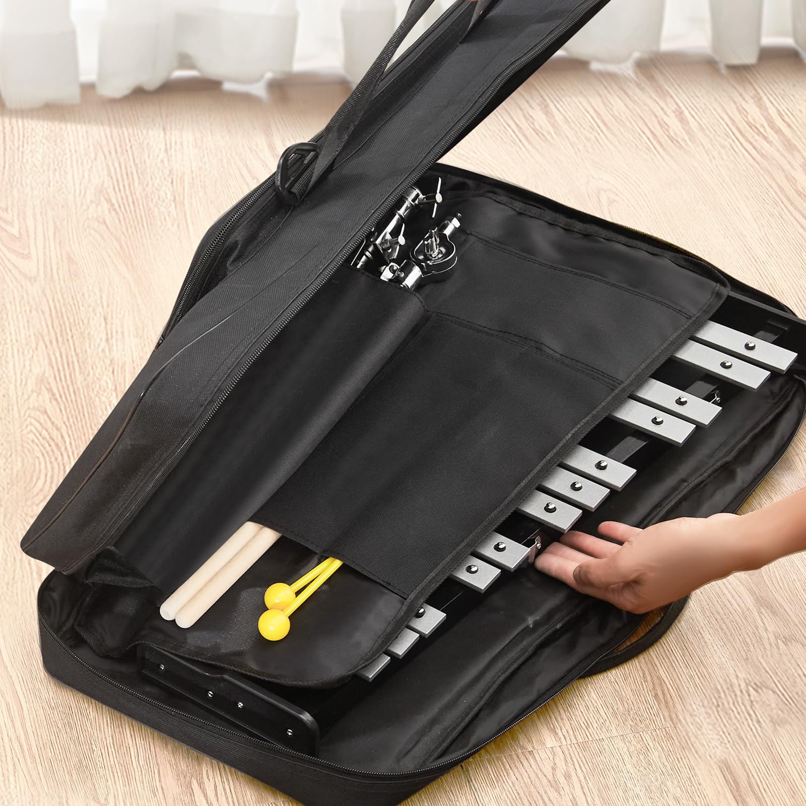 VEVOR Kit Campana Xilofono Glockenspiel a 30 Note, Strumento a Percussione Professionale con Mazze, Bacchette, Leggio, Pad 203 mm, Supporto Regolabile e Borsa per il Trasporto per Studenti e Adulti