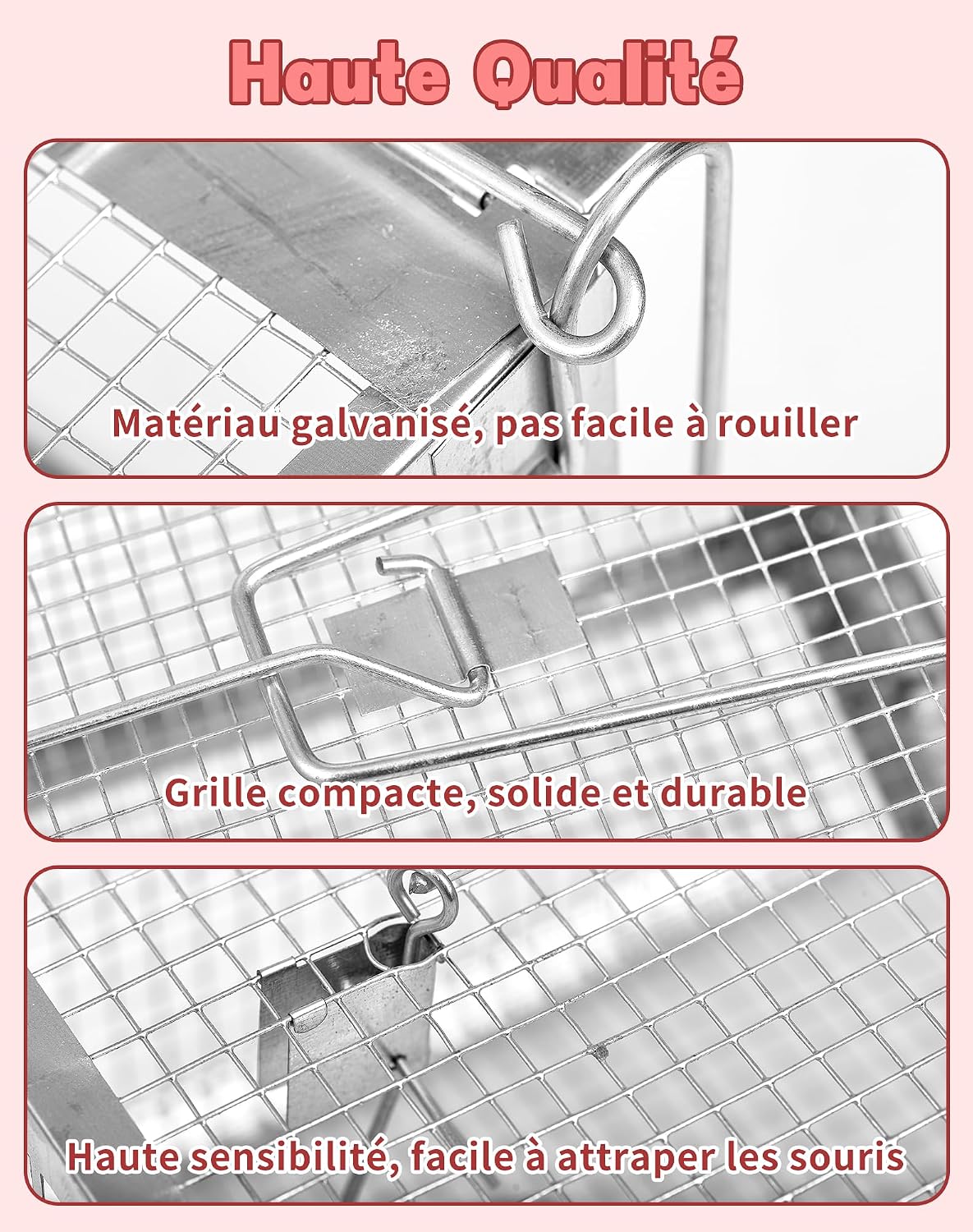 LAOYE Piege a Rat Cage Attrape Souris 2 Pcs Pièges à Rats Mulots Rongeurs Professionnel Extérieure - Cages Capture Piege pour Rats Intérieure Réutilisable en Métal Grande Taille — vue 4