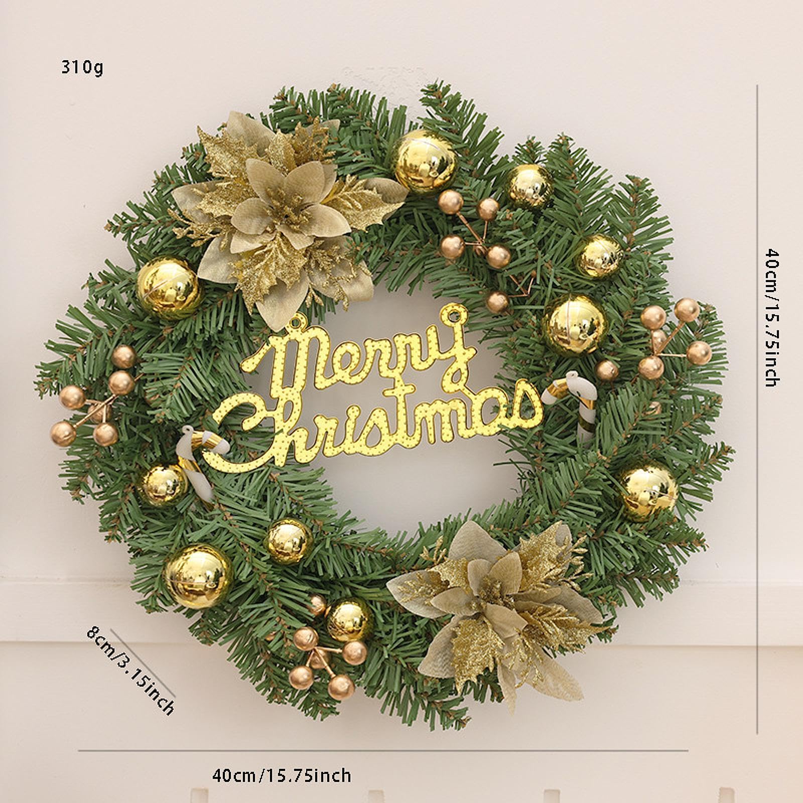 Adorno Navideño Rústico para Puerta Principal, Guirnalda para Jardín, Día de Acción de Gracias, Ventana, Interior Y Exterior, Flor de Oro, Individual