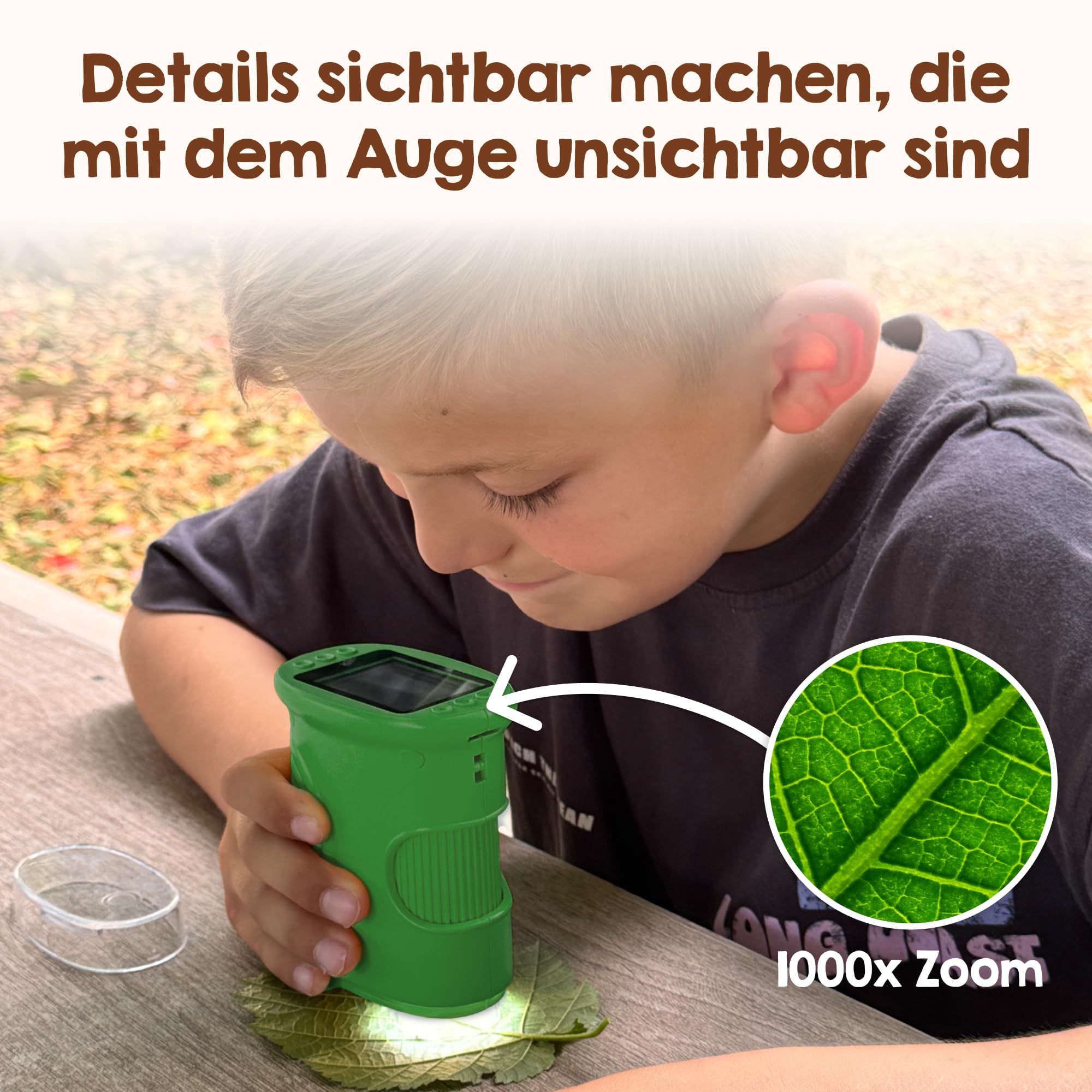 Edubini Microscopio digitale per bambini [ingrandimento 1000x] - Microscopio portatile tascabile per giardino, foresta ed esperimenti - Microscopio per bambini con schermo HD digitale [funzione foto]