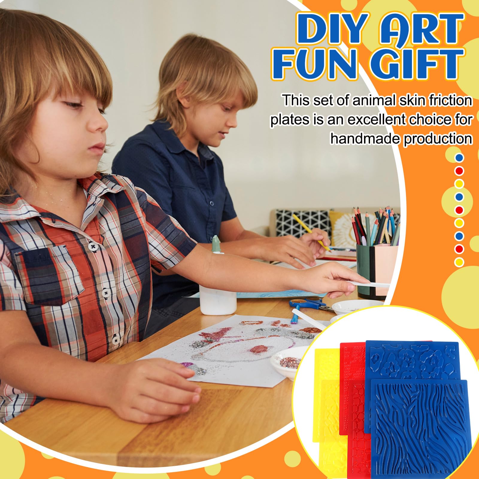 Image showcasing Snapklik.com : 6 Set Textured Rubbing Plates For Kids Art 7 Inch Animal ...