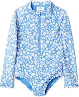 Amazon Essentials Girls' Rash Guard One-Piece Swimsuit, Long Sleeve
