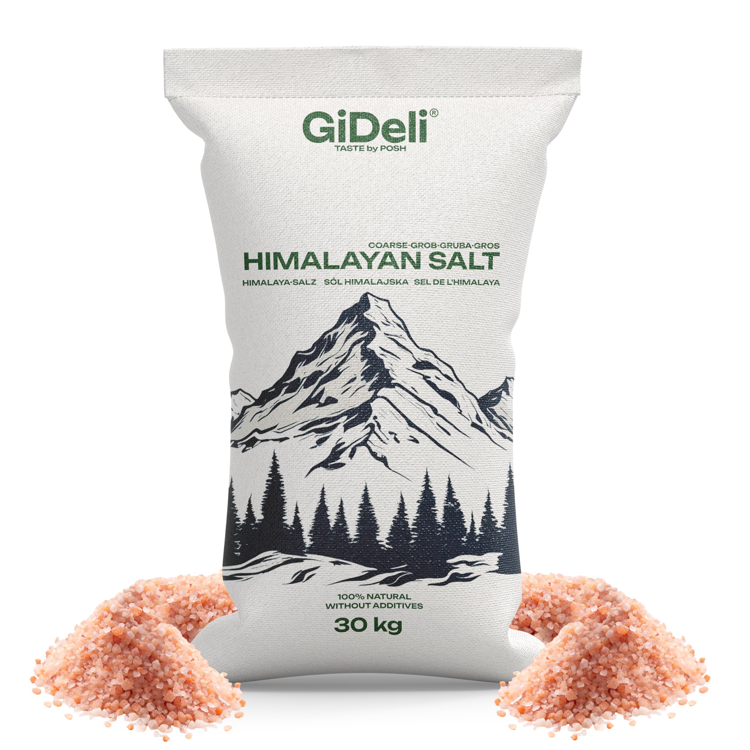 GiDeli Himalaya Salz Grob 30 kg - Rosa Kristallsalz - Natursalz Unbestrahlt - Steinsalz Für Salzmühle - Perfekt für Küche, Spa und Saunasalz- Aus Pakistan ohne Zusätze