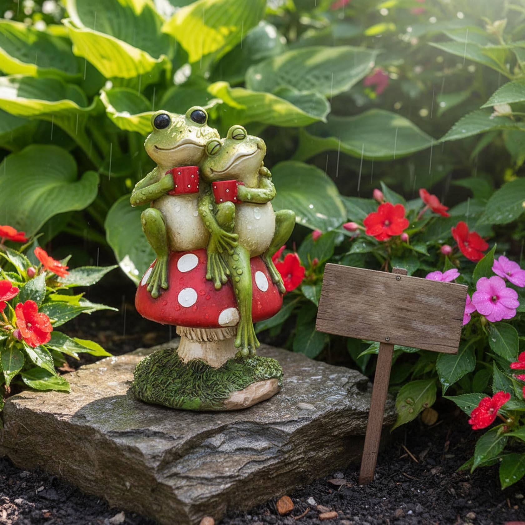 Statue de jardin de grenouille en résine de qualité supérieure faite main pour cour