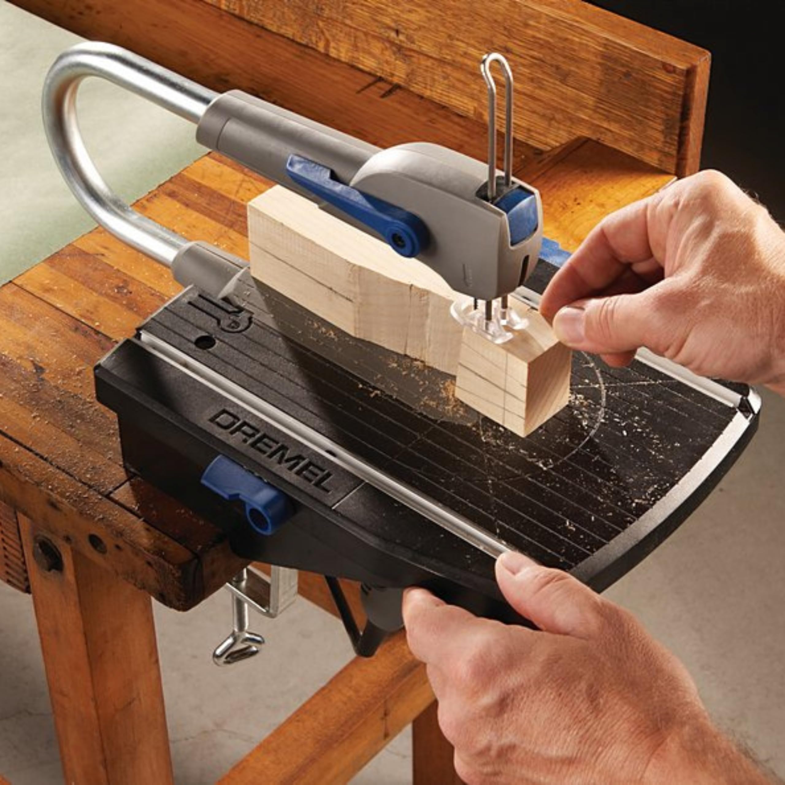 Dremel Moto-Saw MS20 - Sierra de calar estacionaria, 70 W, sierra de calar eléctrica con 1 complemento y 5 accesorios