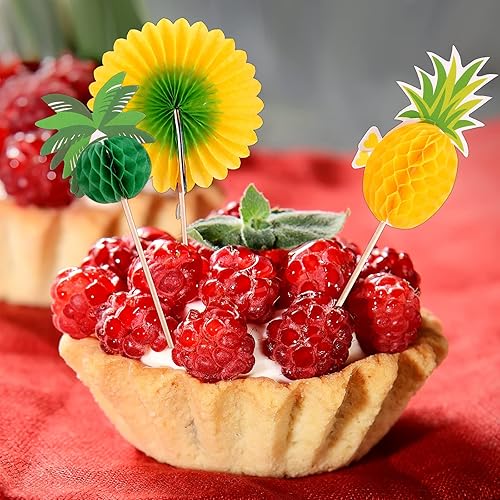 Miniatura 7 de Hawaiian Luau - Púas de cóctel tropicales surtidas, palillos de bambú hechos a mano, palillos de madera para Luau Hawaii, suministros de fiesta en