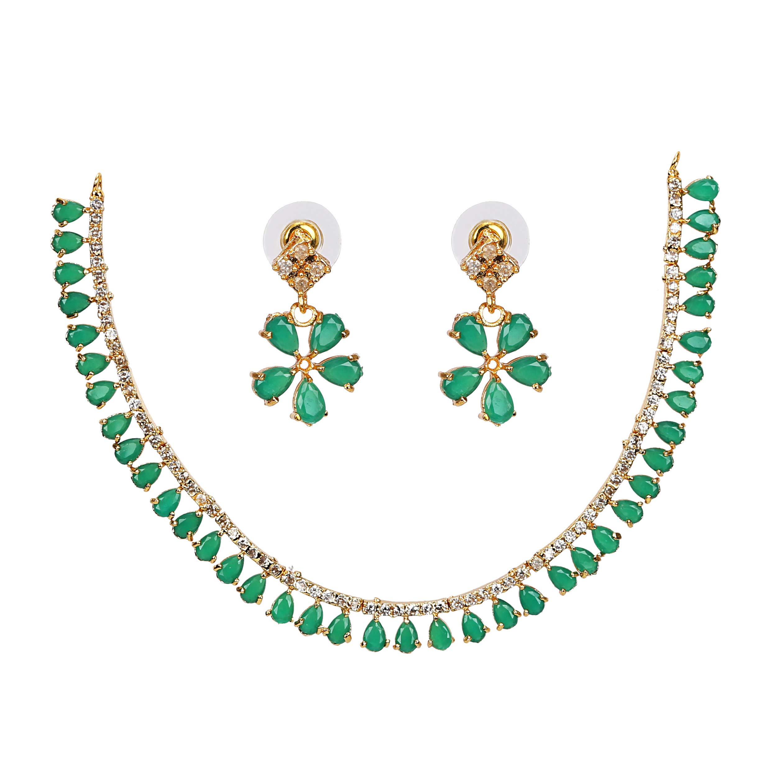 YouBella Jewellery Sets for Women Crystal Necklace Jewellery set with Earrings For Girls/Women (Green) (B091Q8GW8Y) Amazon Price History, Amazon Price Tracker